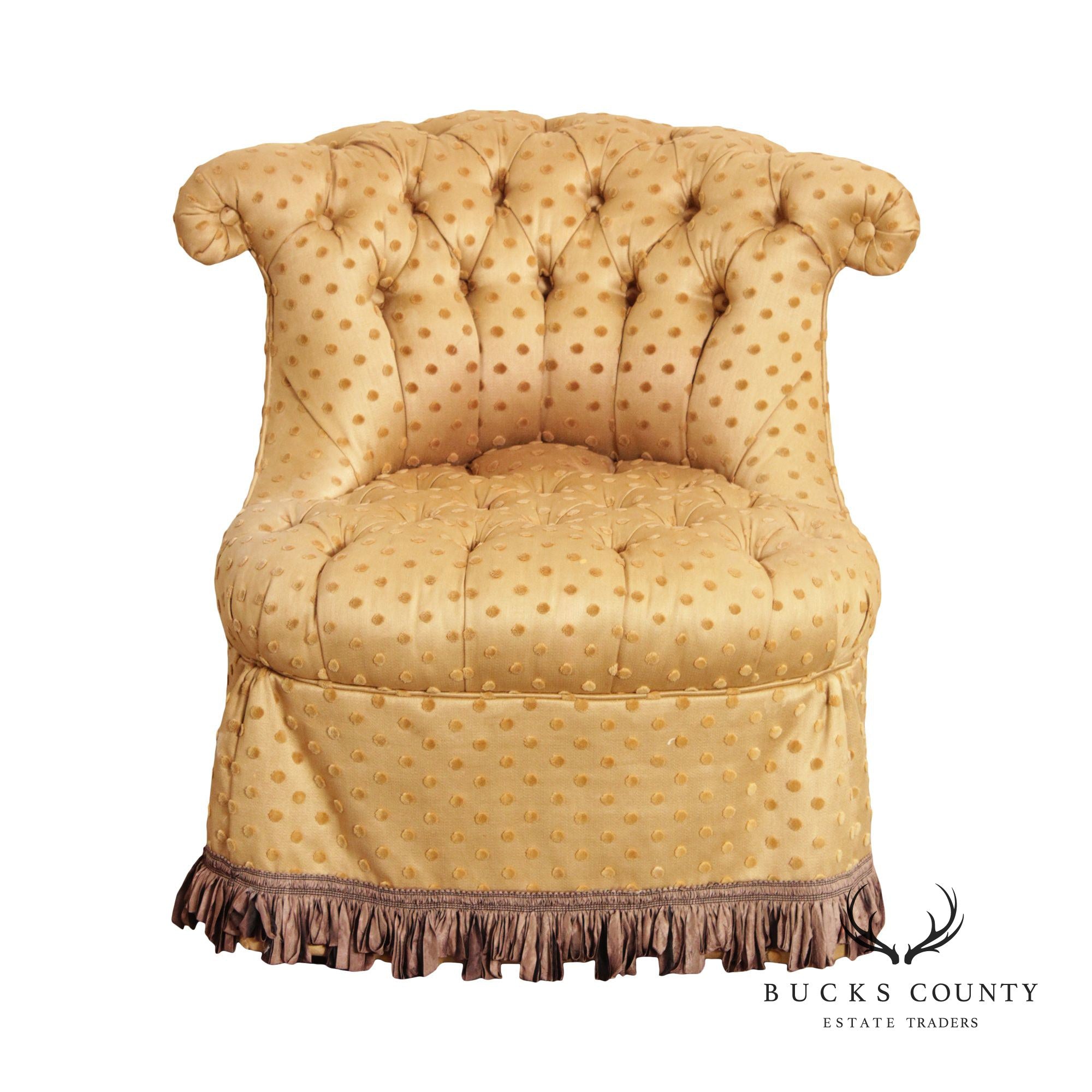 Baker Vintage Custom Tufted Upholstered Boudoir Chair