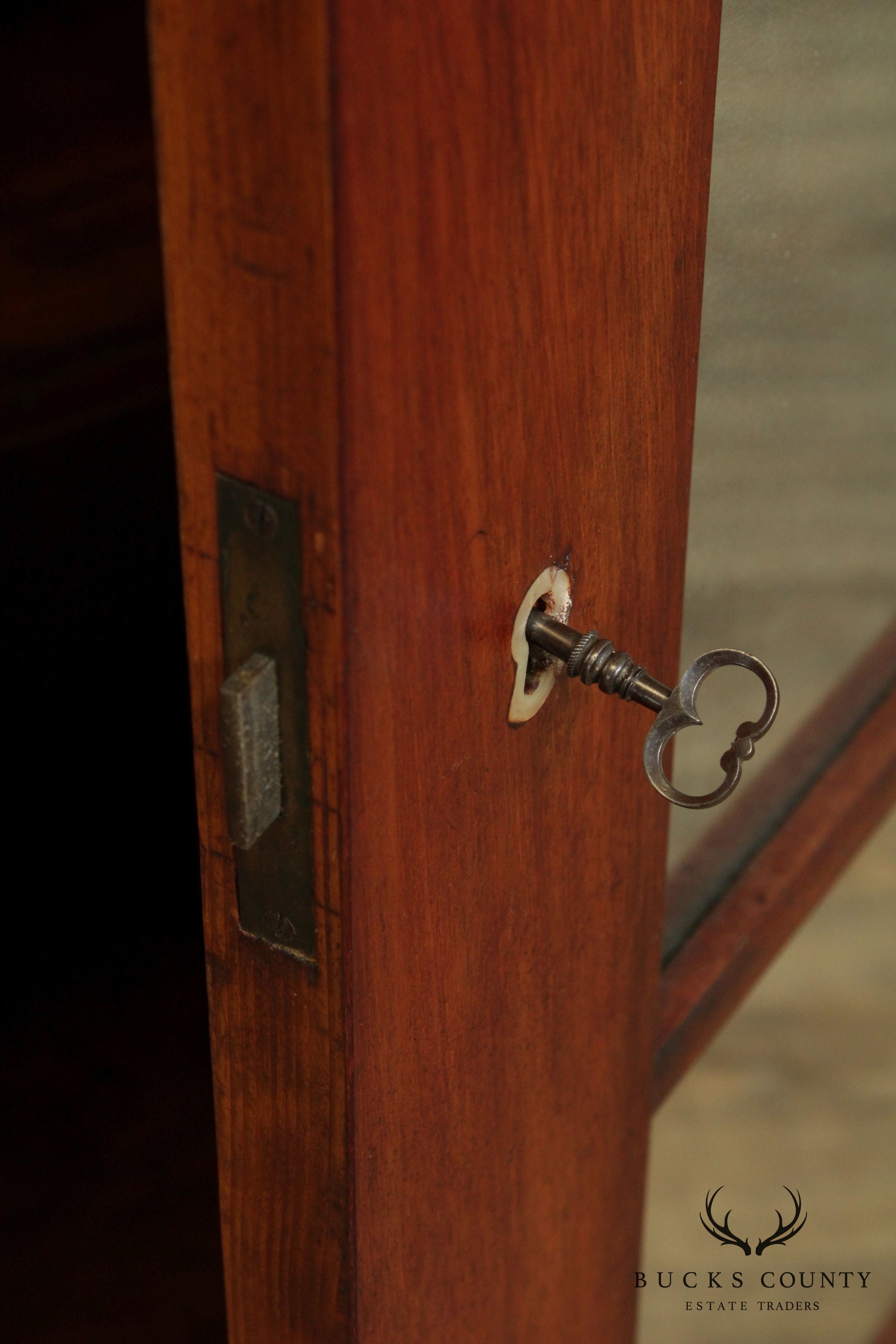 Antique 19th Century Mahogany Biedermeier Style Mirror Door Cabinet