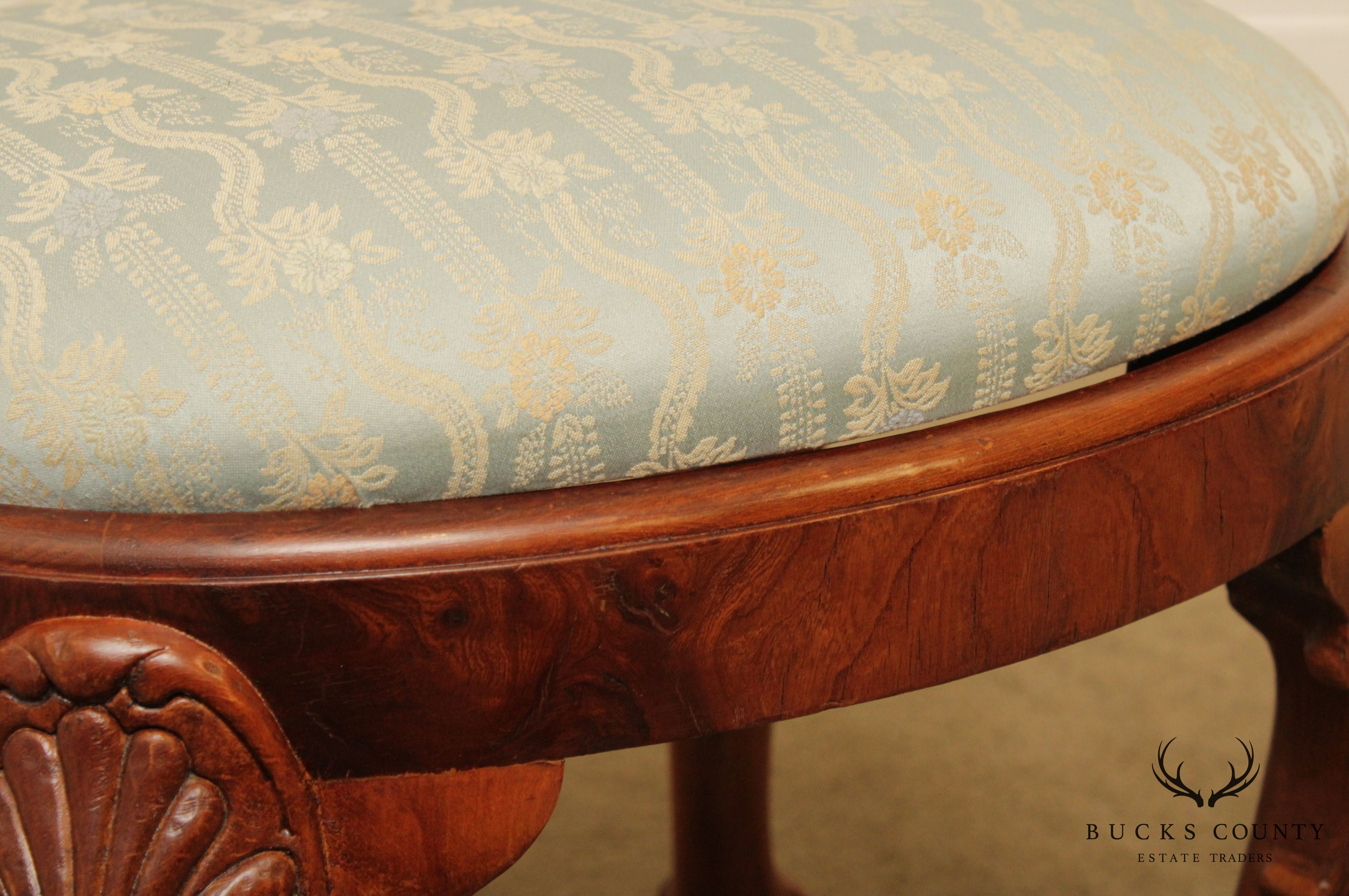 George III Style Mahogany Ball & Claw Foot Oval Stool