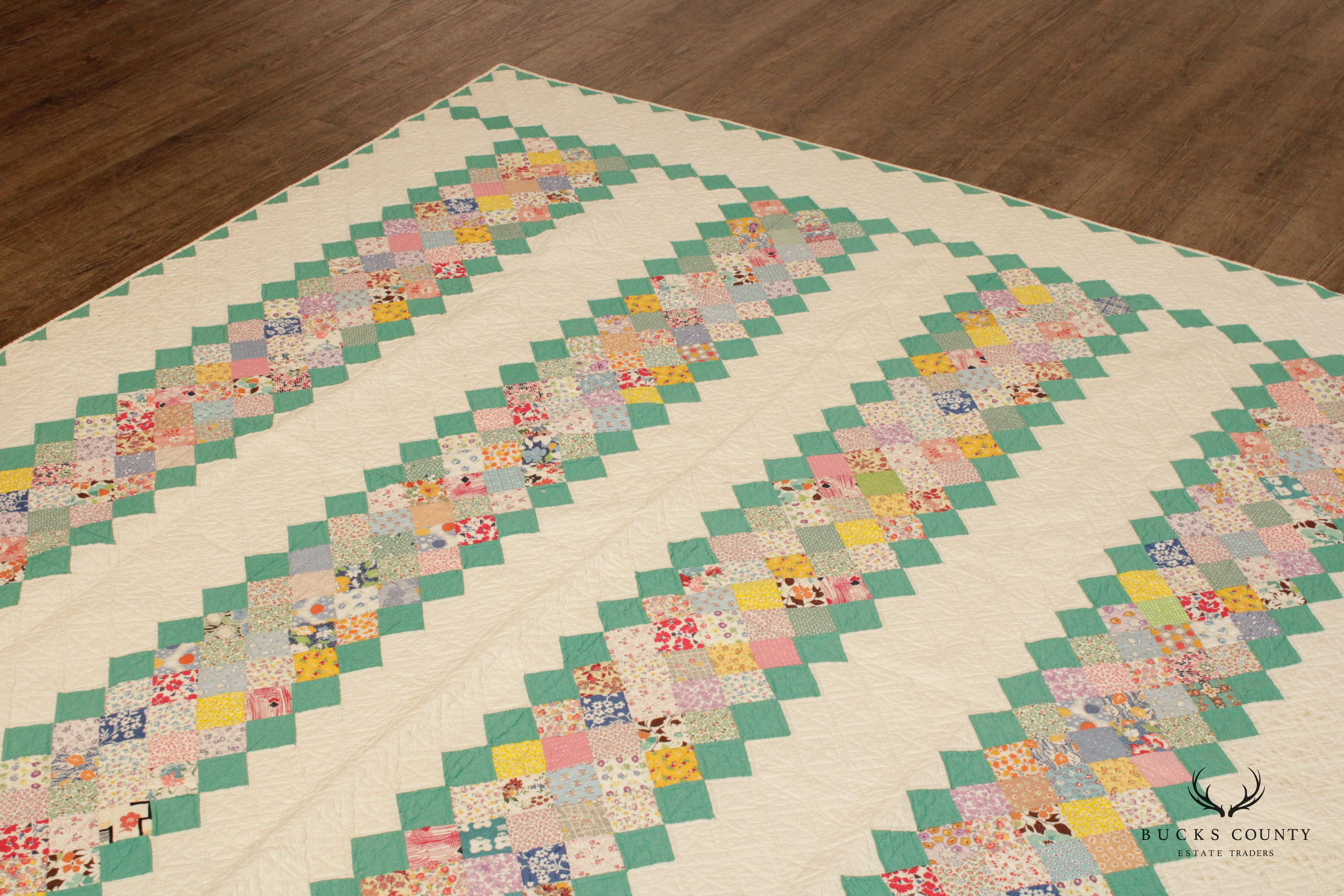 Mennonite or Amish Patchwork 'Sawtooth' Bars Quilt