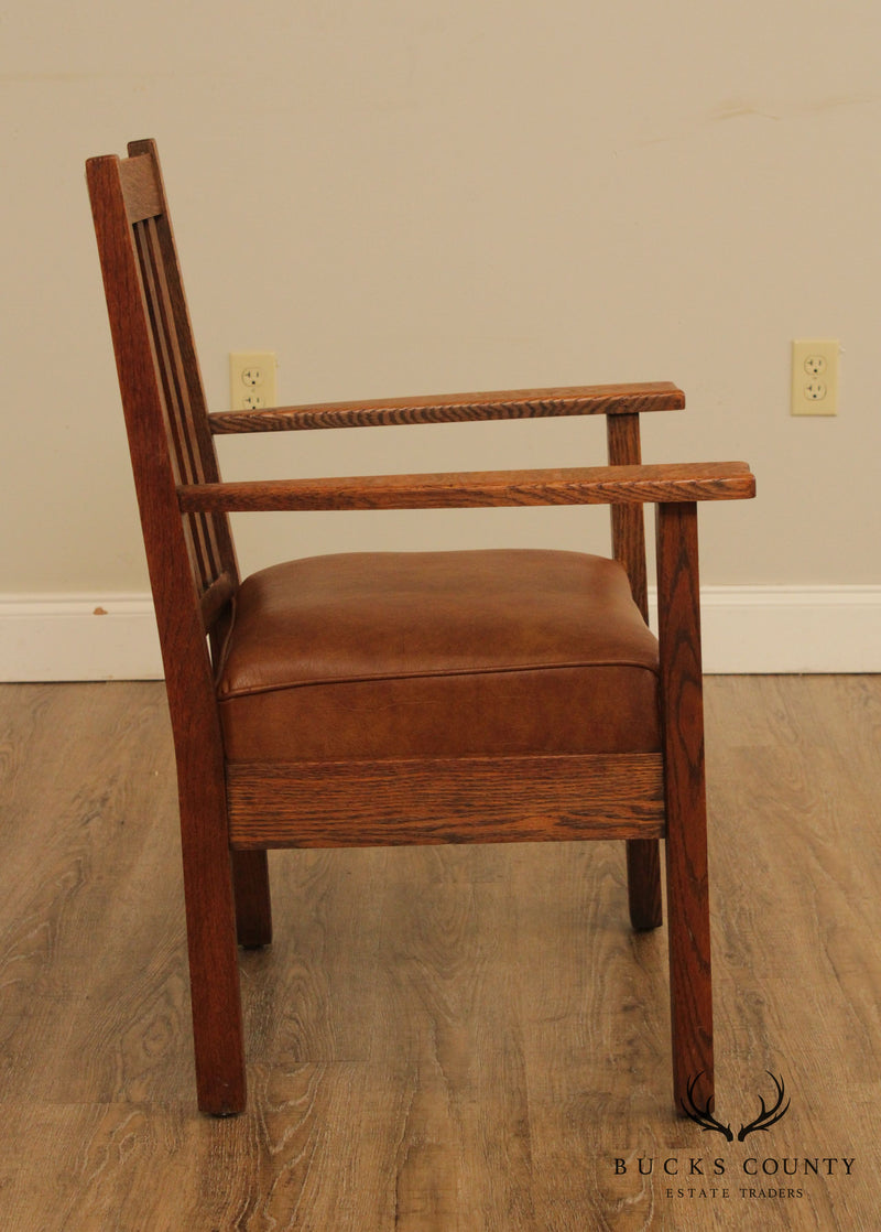 Antique Mission Oak Spindle Back Armchair