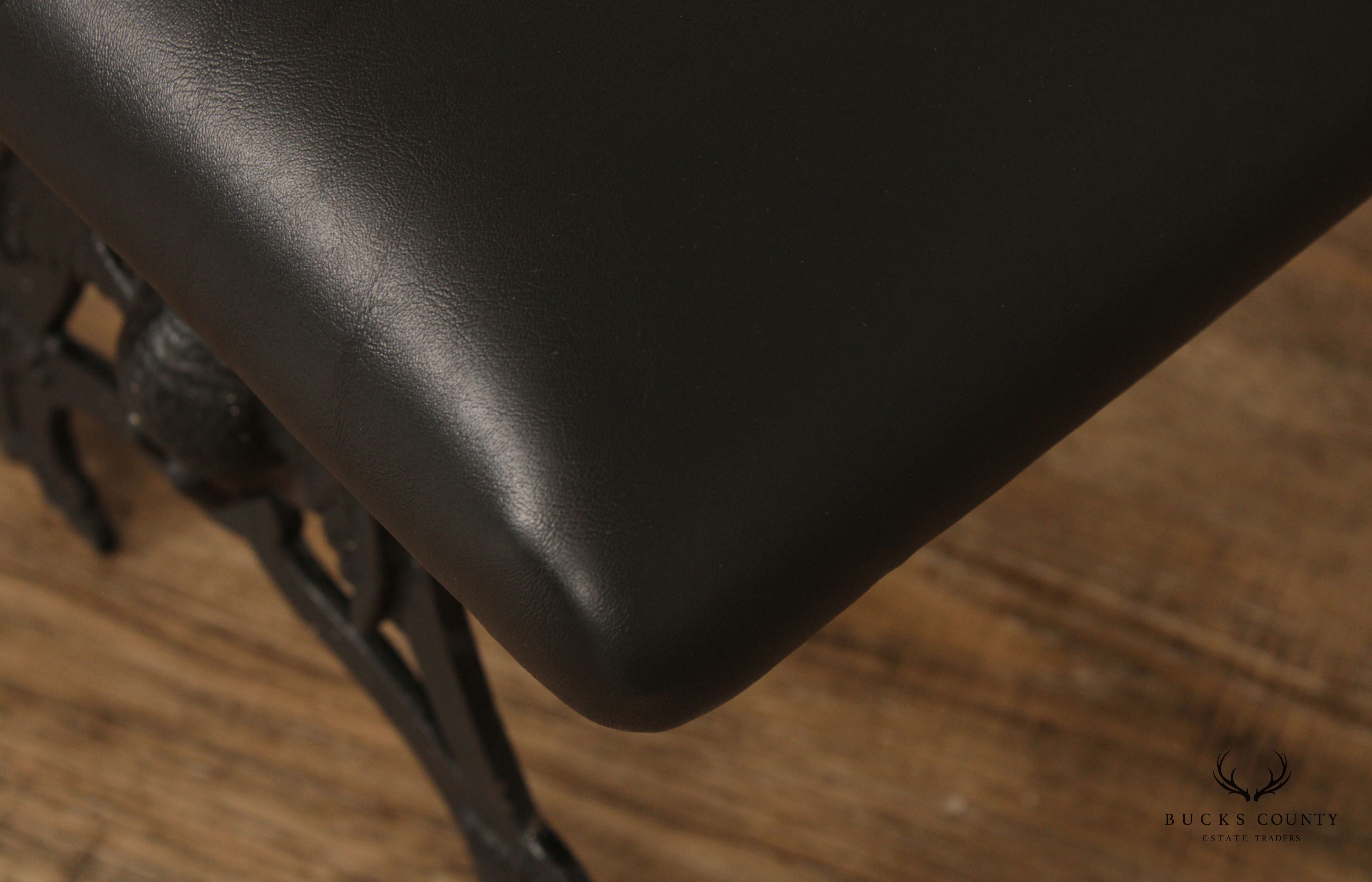 Federal Style Cast Iron and Leather Stool