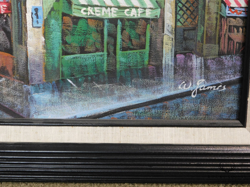 Framed Painting "Creme Cafe" Signed W. James
