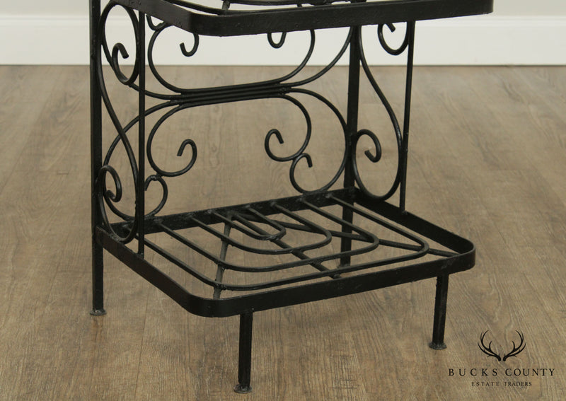 Vintage Antique Iron Plant Stand 3 Tier Scroll Rusty 40”