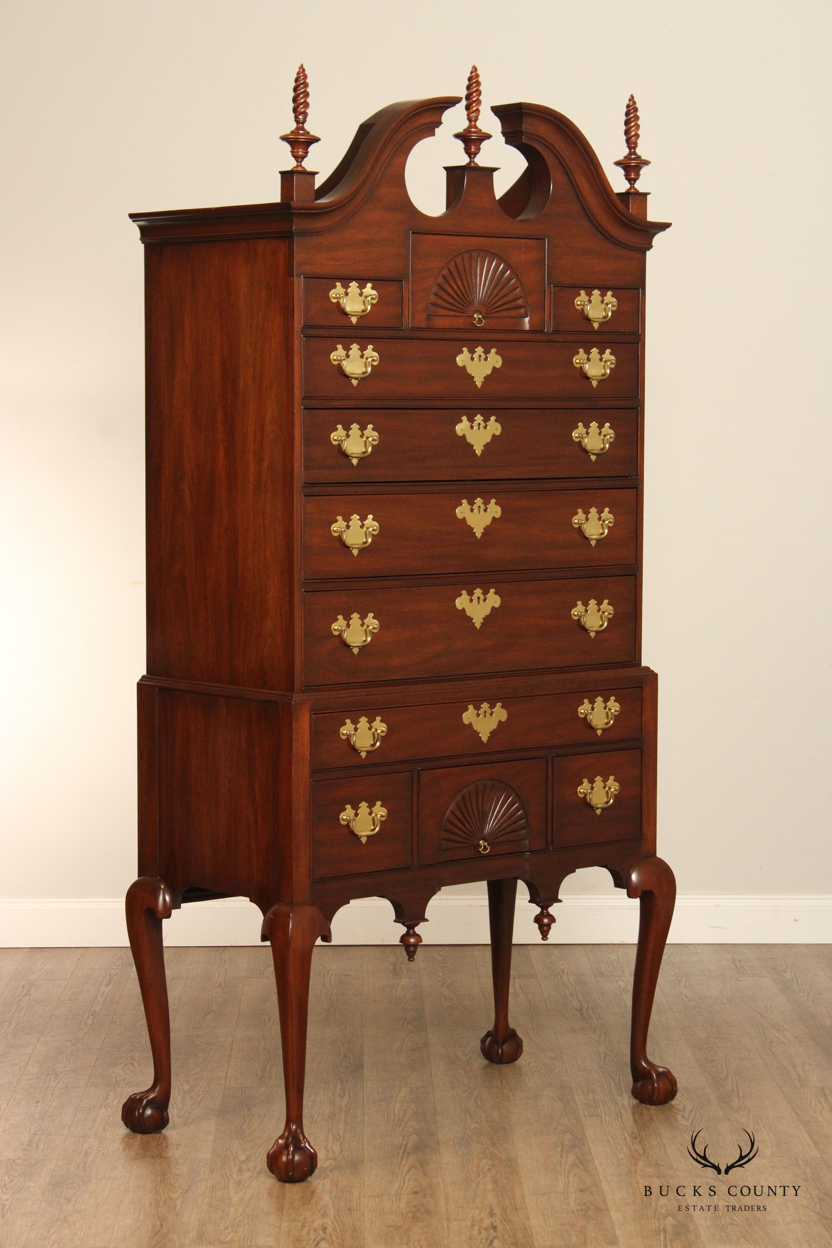 Henkel Harris Chippendale Style Mahogany 'SPNEA' Highboy Chest