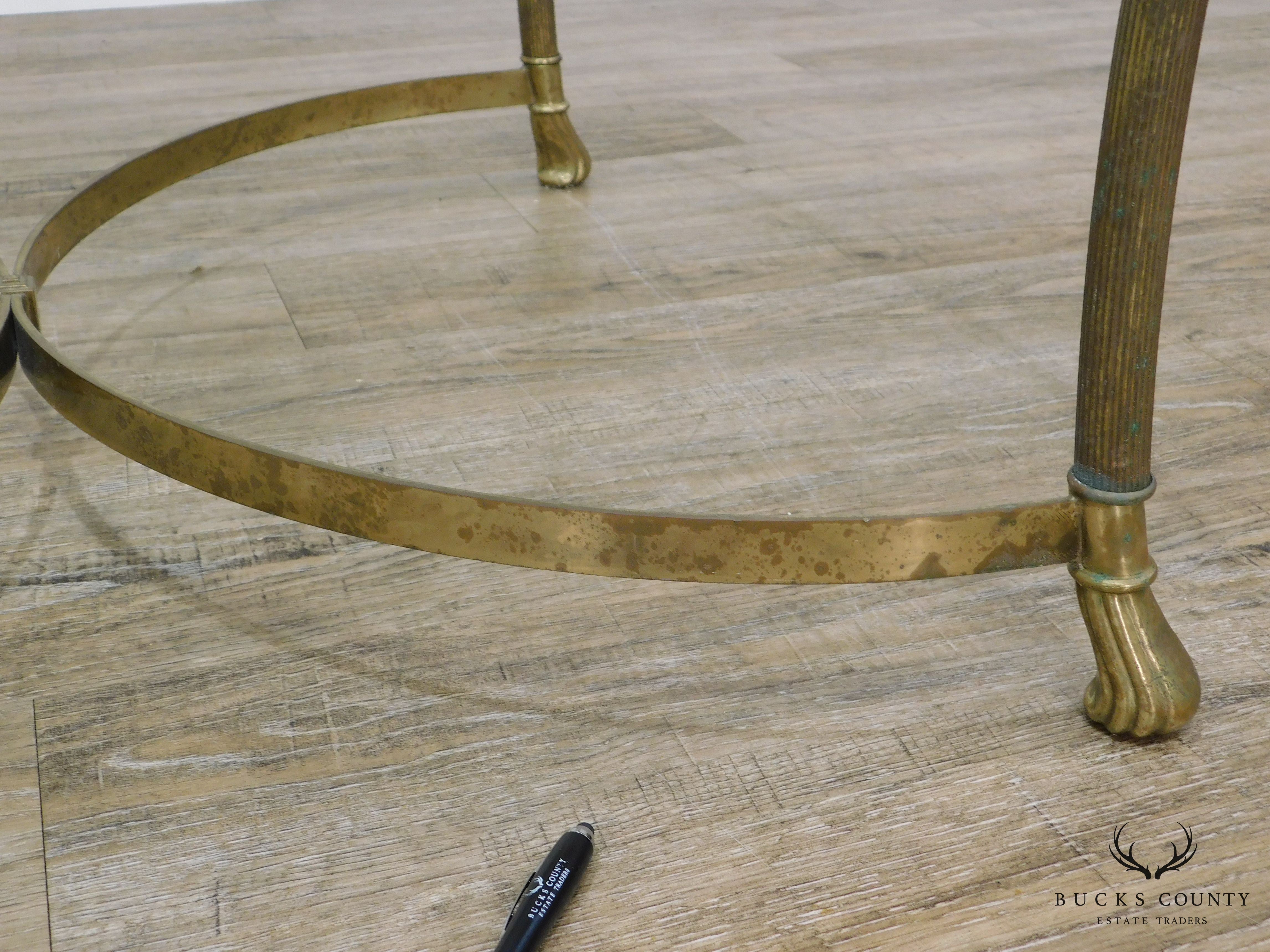 Quality Vintage Brass Base Glass Top Coffee Table