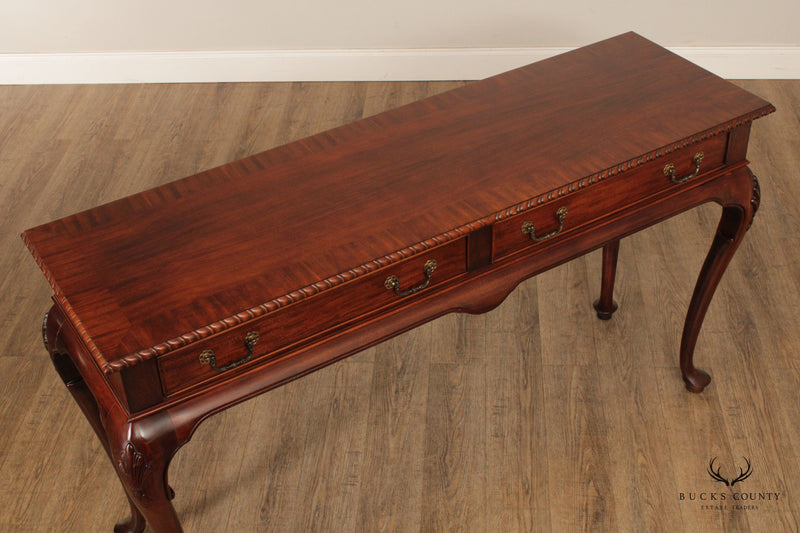 Century Furniture Georgian Style Mahogany Two-Drawer Console Table