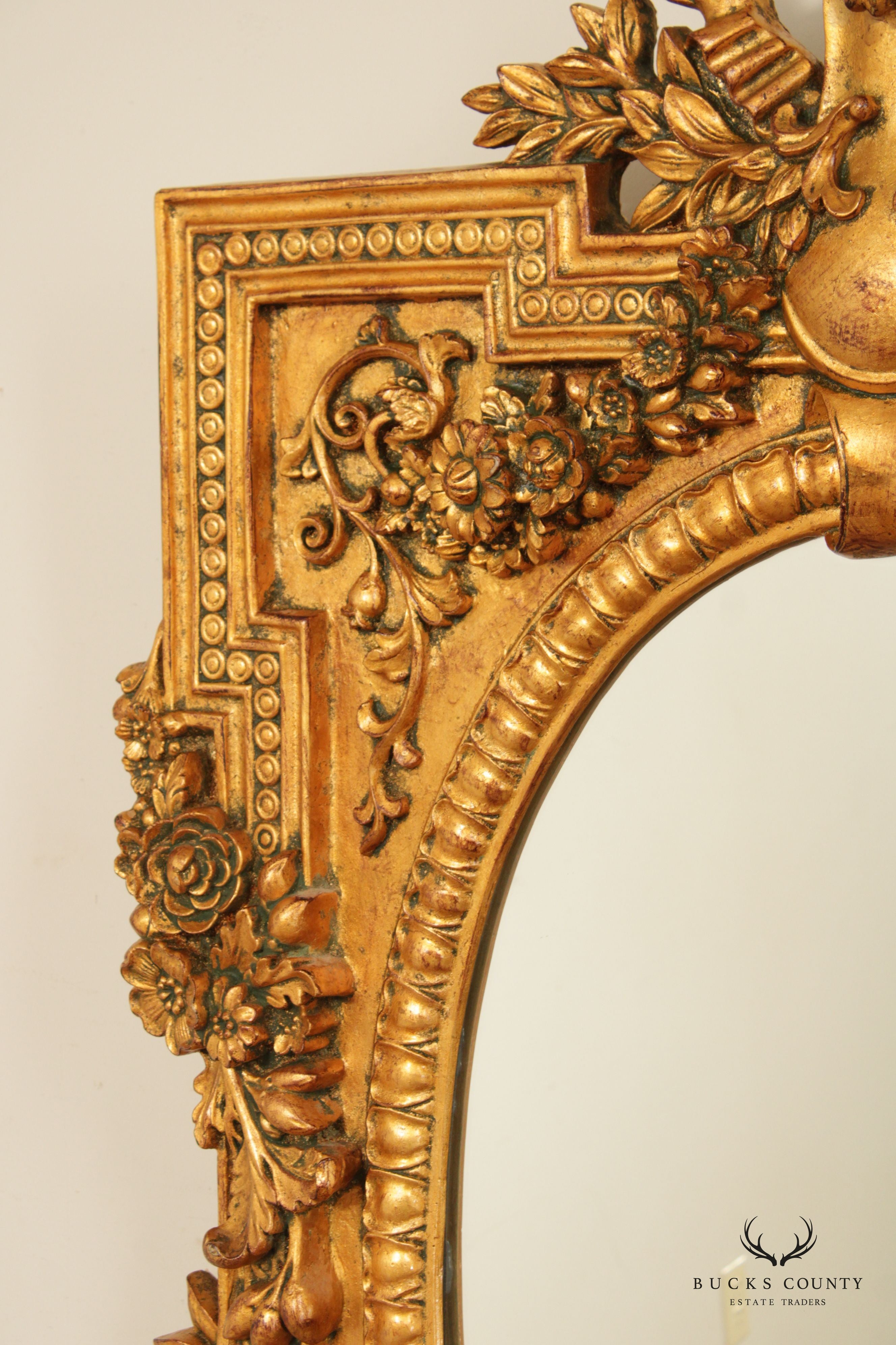 French Style Ornate Floral Carved Gilt Wall Mirror