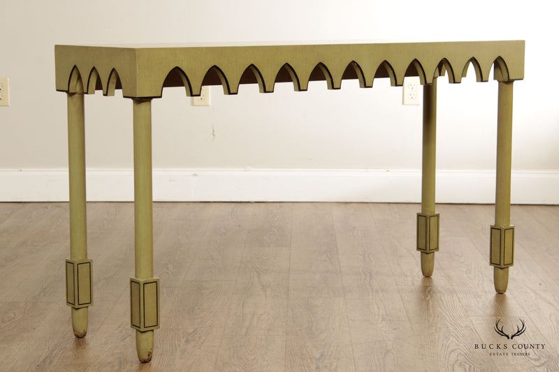 Hollywood Regency 1960's Vintage Celadon Painted Console Table