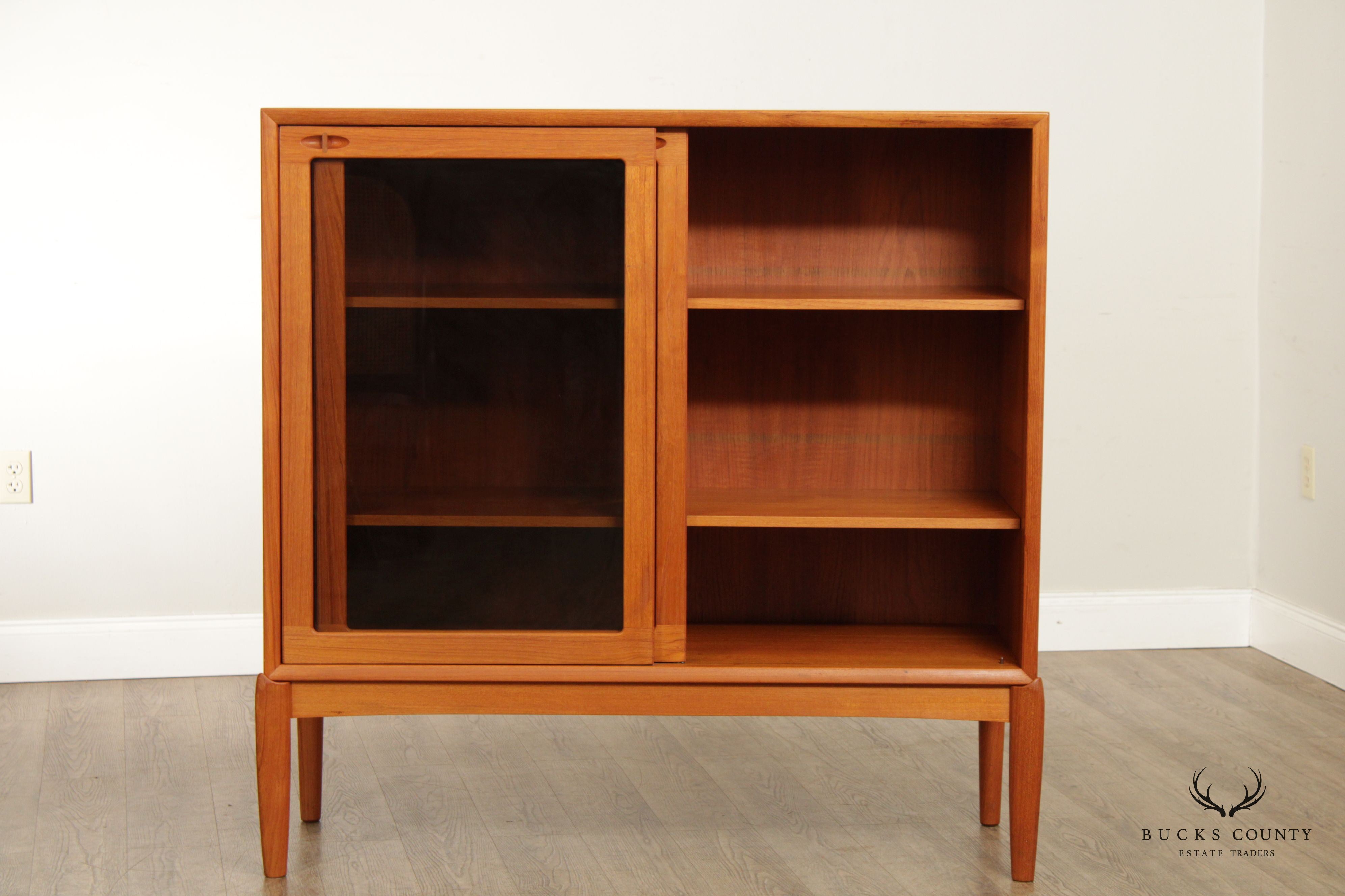 Henry Walter Klein for Bramin Danish Modern Glass Door Teak Bookcase