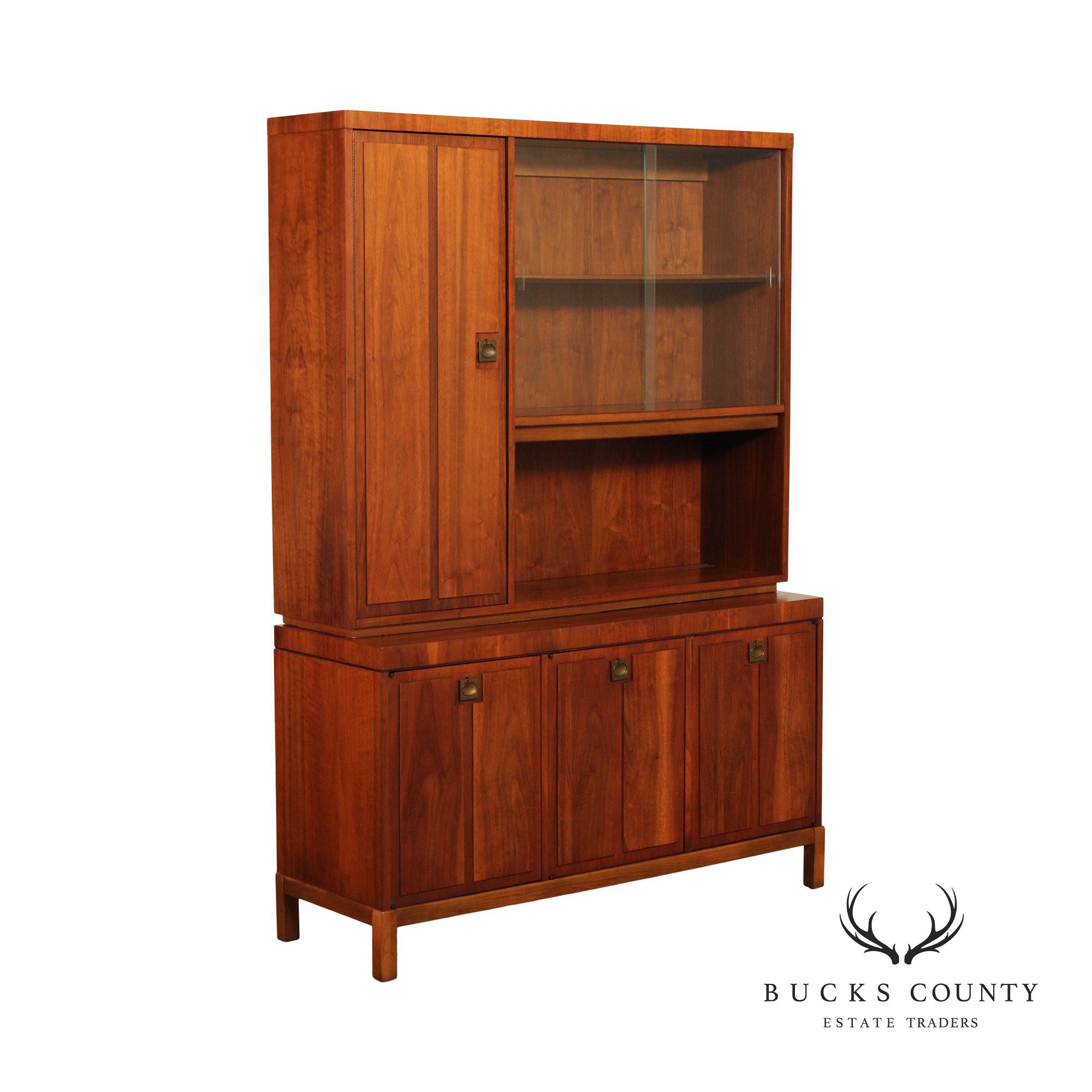 Lane Mid Century Modern Walnut Buffet Hutch