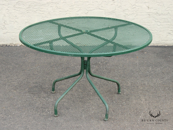 Mid Century Modern Wrought Iron Round Outdoor Patio Dining Table