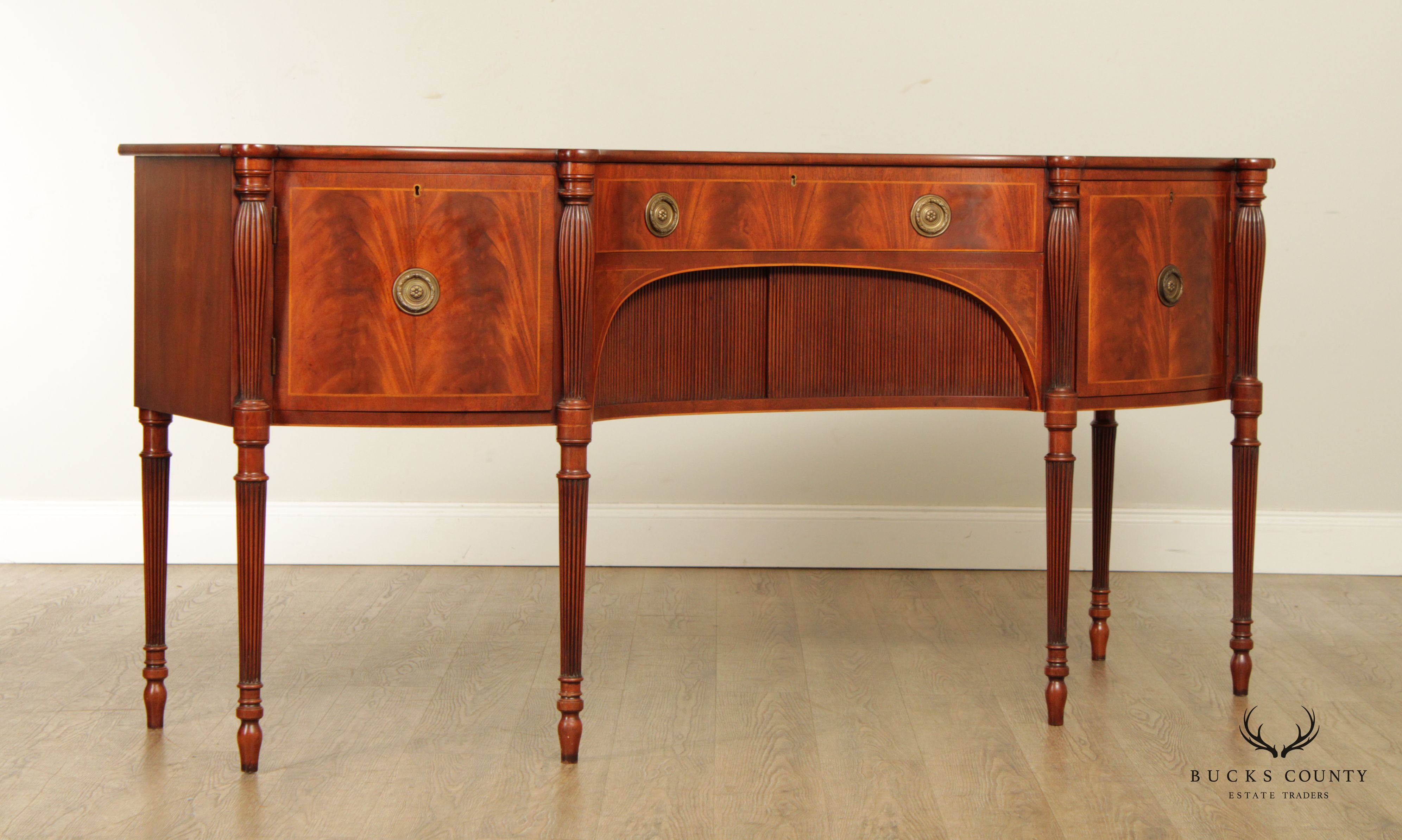 Arthur Brett Sheraton Style Serpentine Mahogany Sideboard