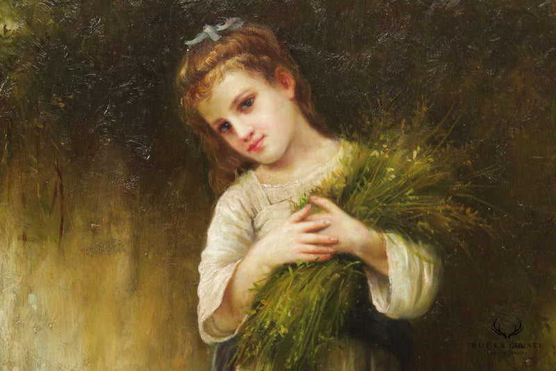 Portrait 'Retour des champs' Original Oil Painting, After William-Adolphe Bouguereau