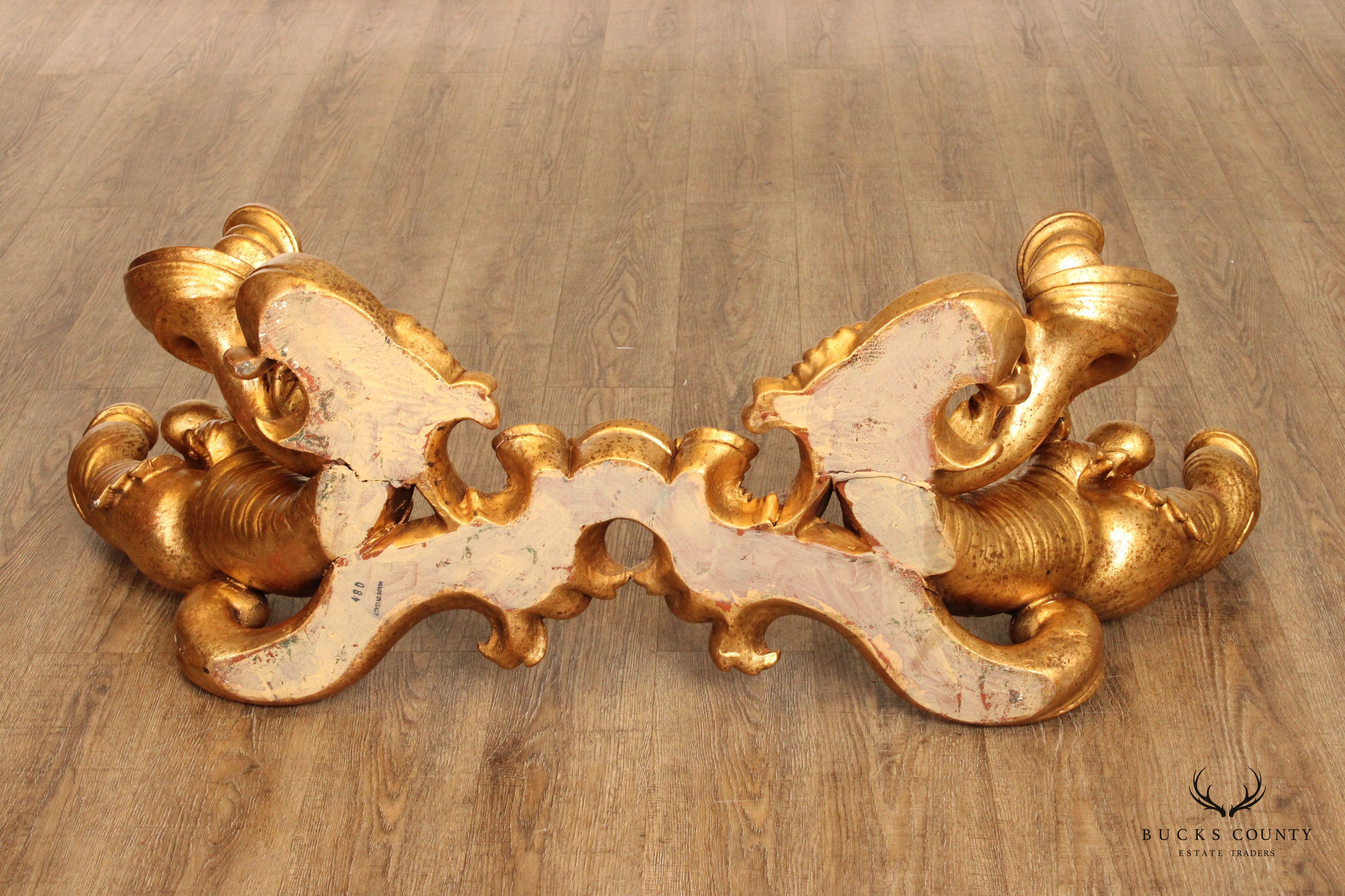 Italian Rococo Style Carved Gilt Wood Coffee Table Base