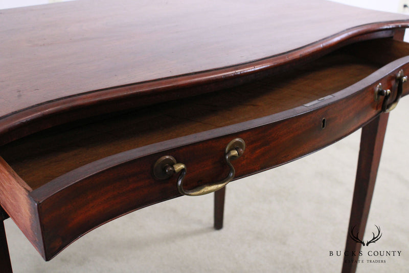 Federal Period Antique 1820's Mahogany Serpentine One Drawer Console Table