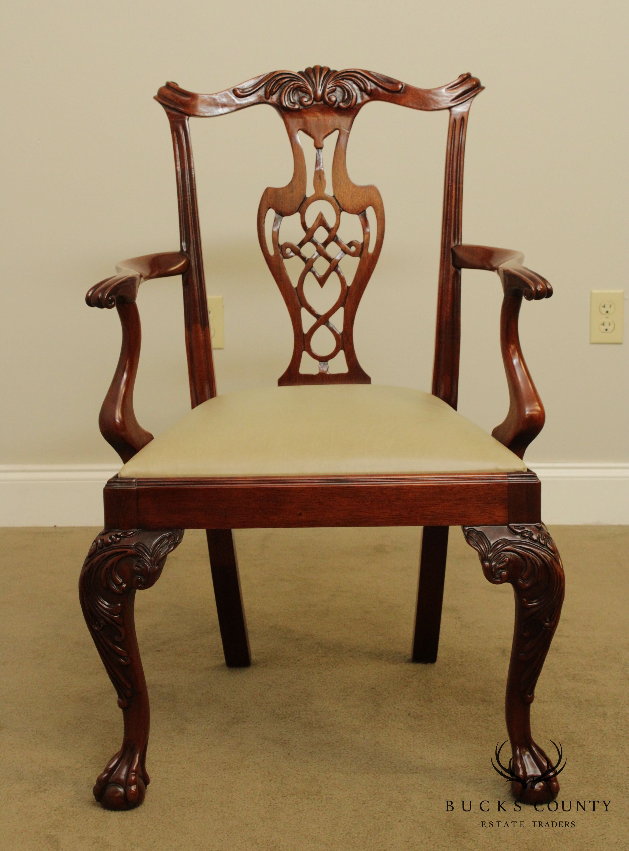 Chippendale Style Quality Carved Mahogany Ball and Claw Armchair