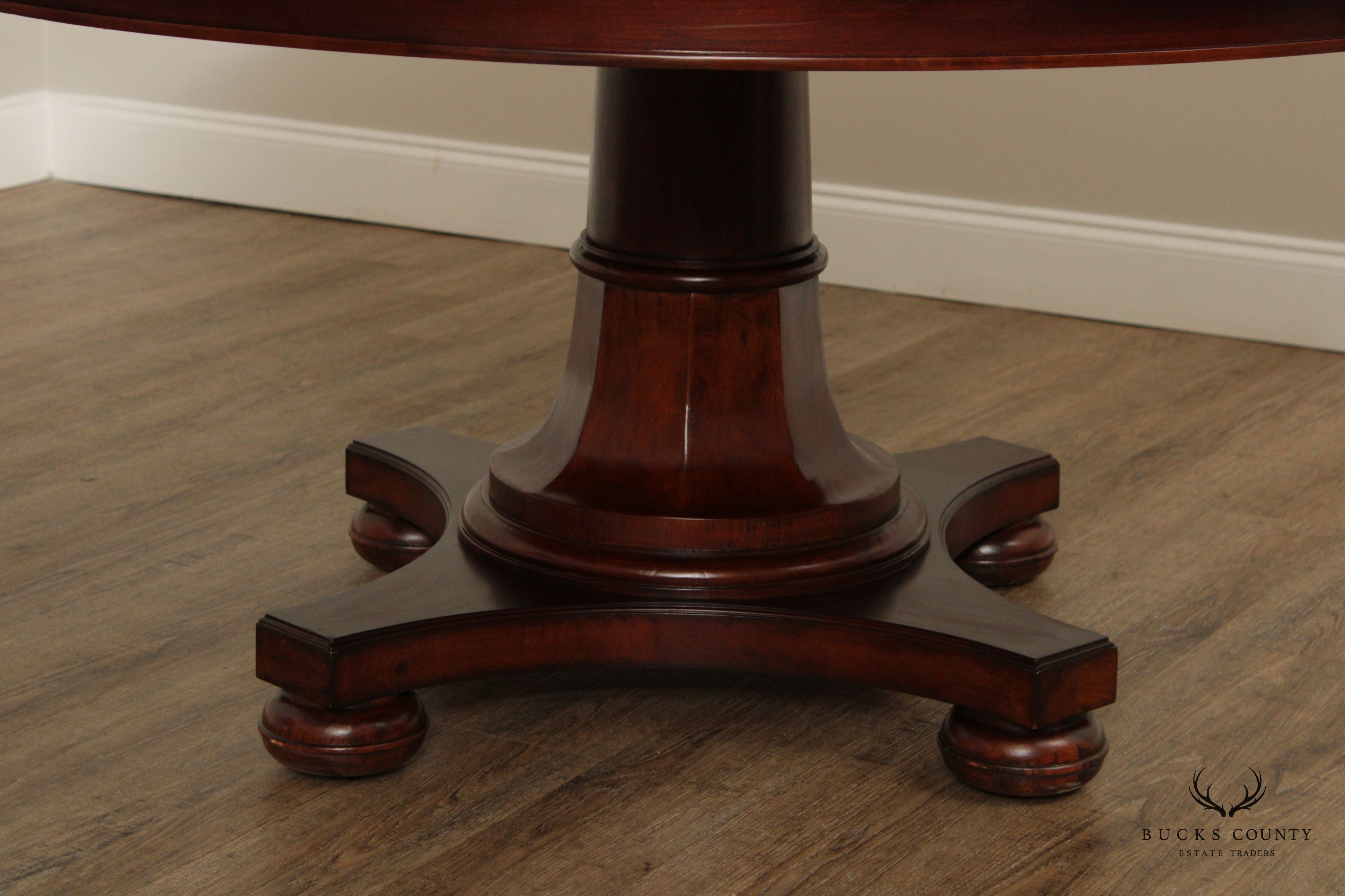 Maitland Smith Regency Style 60 inch Round Mahogany Expandable Dining Table