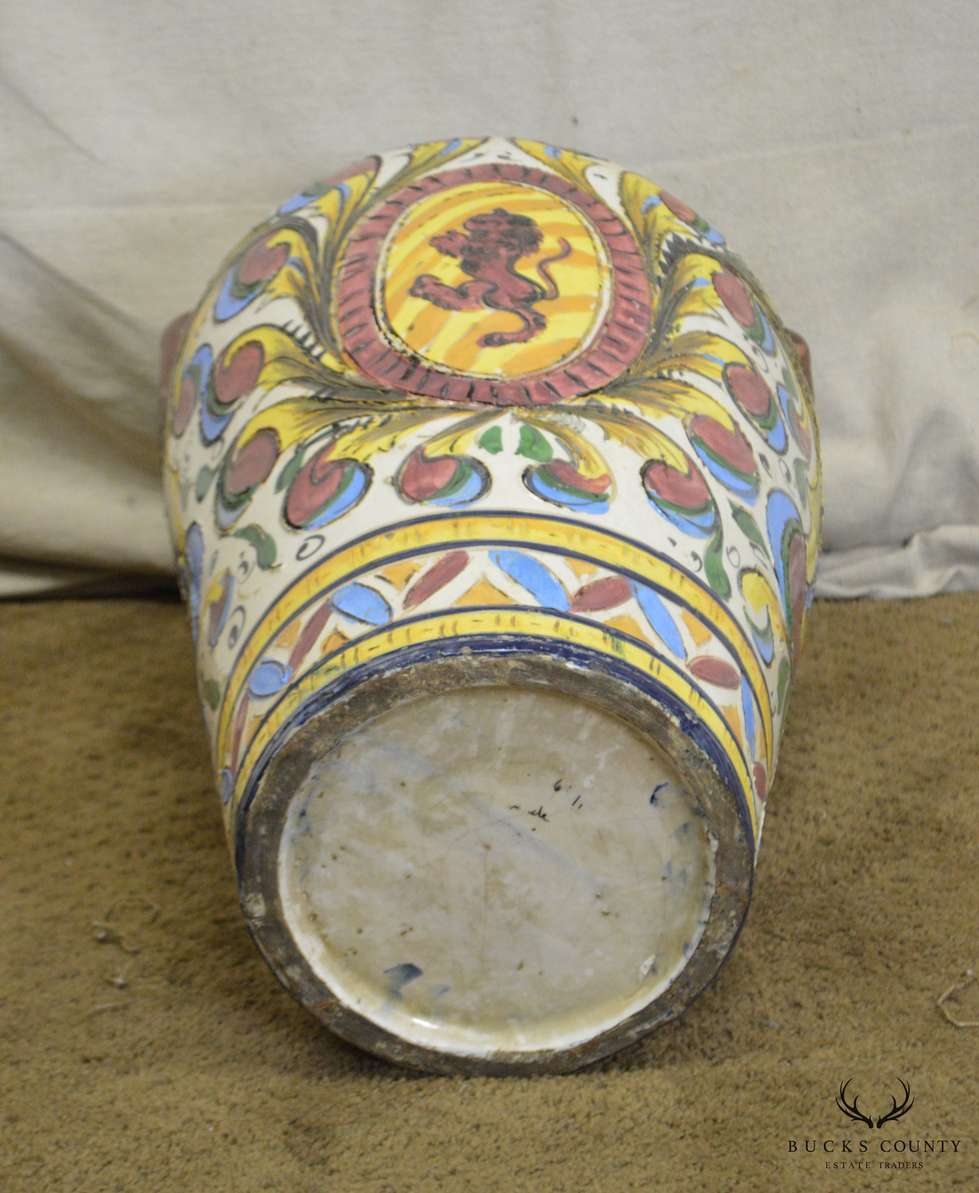 Vintage Italian Pottery Majolica Urn