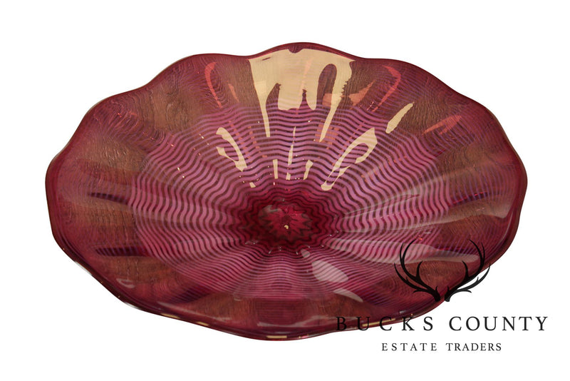 Chatham Glass Co. Hand Blown Cranberry Art Glass Plate 1980