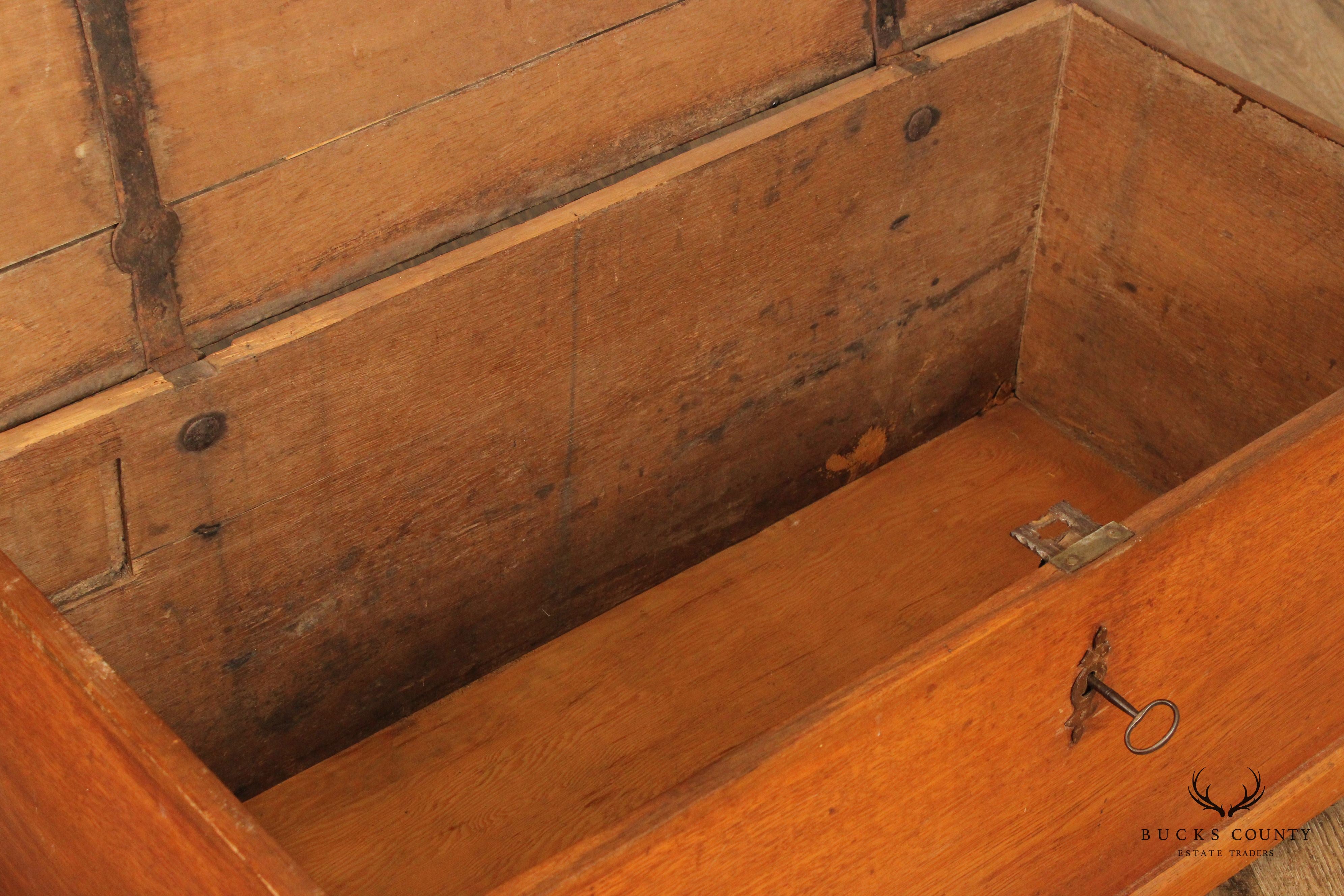 Antique Solid Oak Dovetailed Blanket Chest