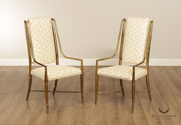 Mastercraft Vintage Hollywood Regency Pair of Faux Bamboo Brass Armchairs