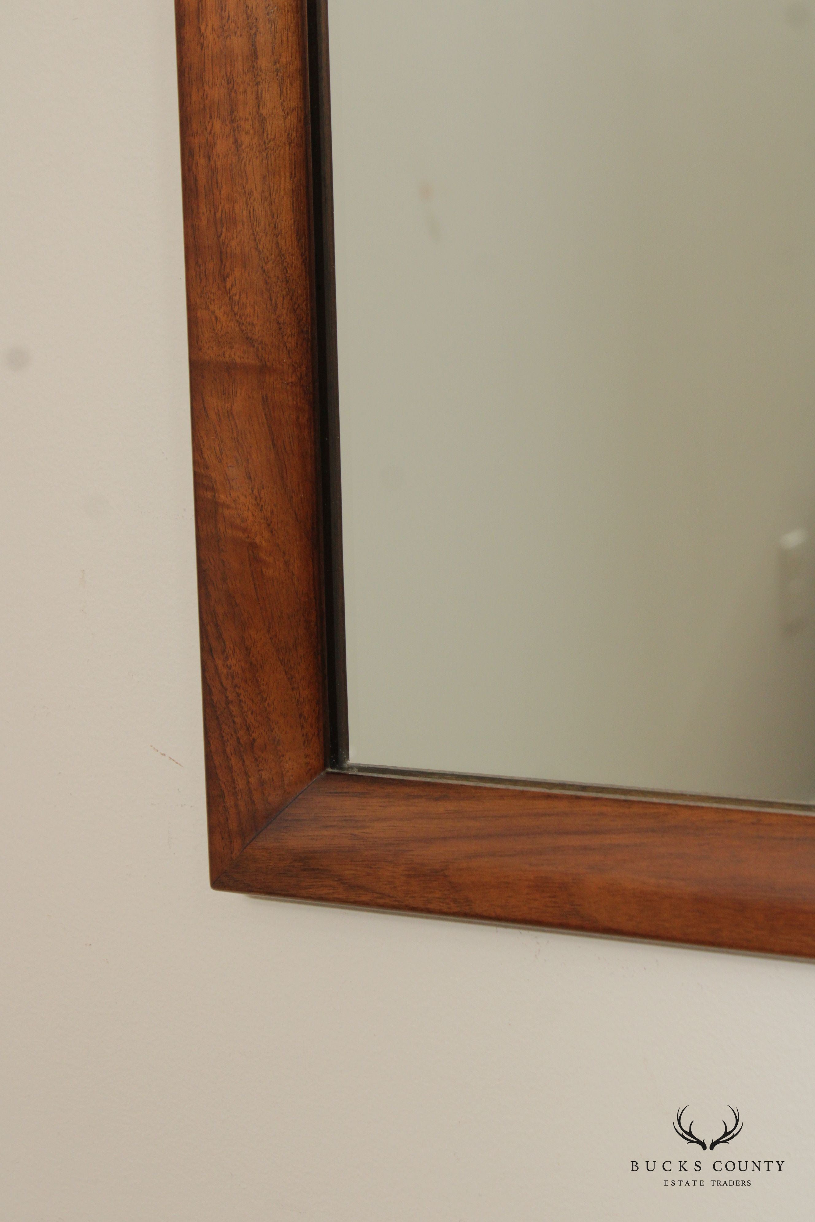 Mid Century Modern Pair of Walnut Frame Wall Mirrors