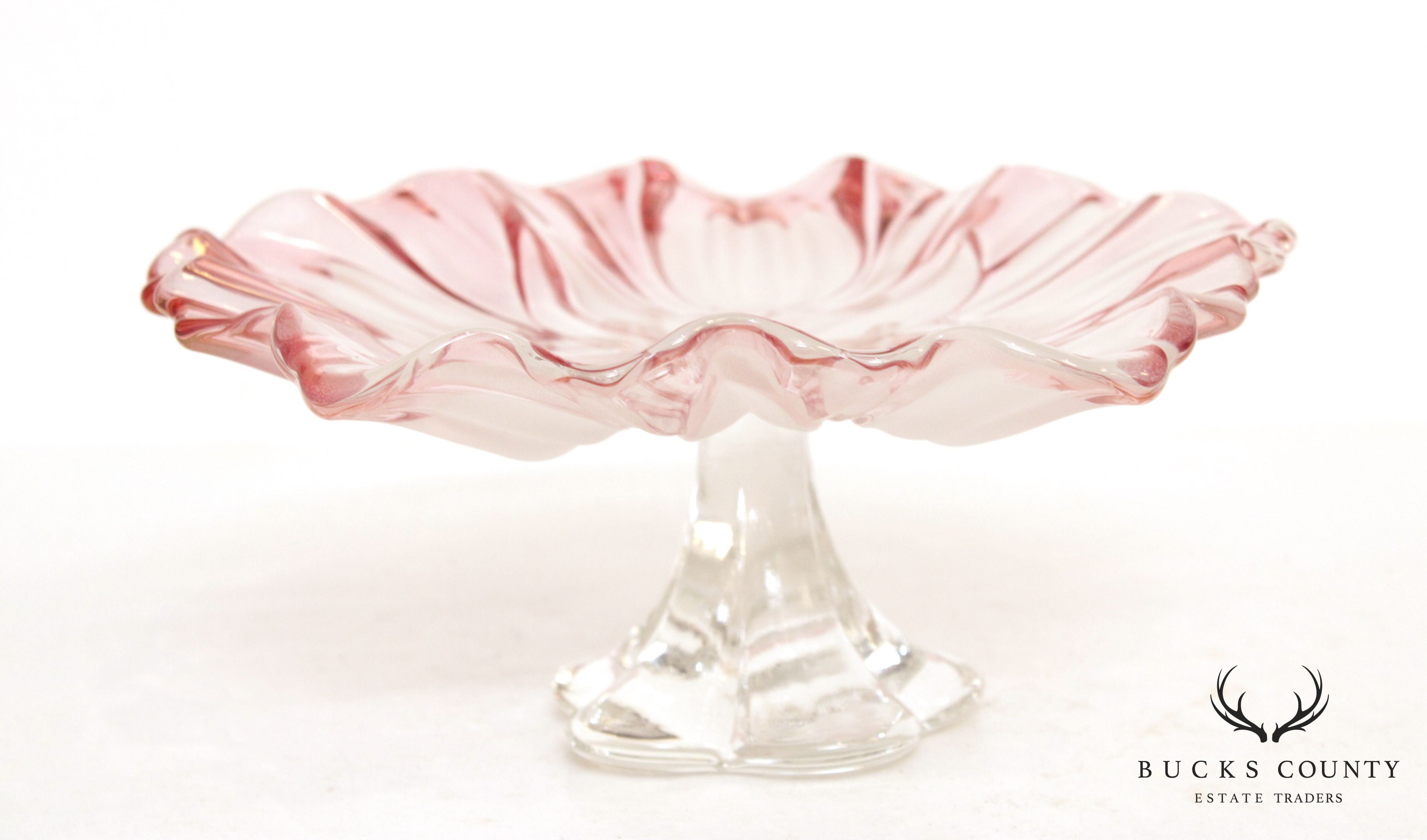 Vintage Petal Glass Pedestal Compote Dish