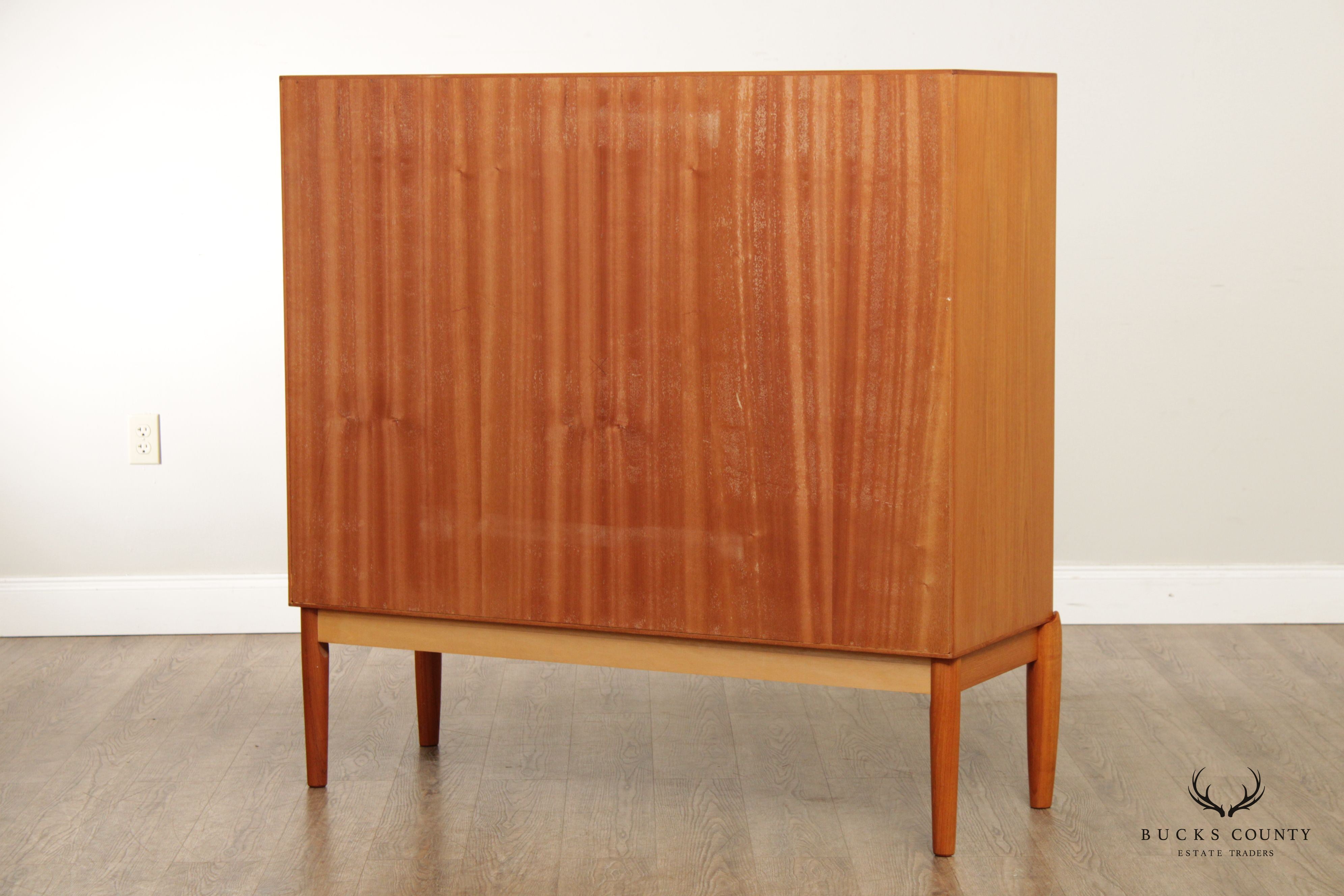 Henry Walter Klein for Bramin Danish Modern Glass Door Teak Bookcase