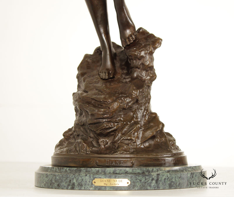 Paul Aichelle 'Diane Nude' Bronze Figural Sculpture