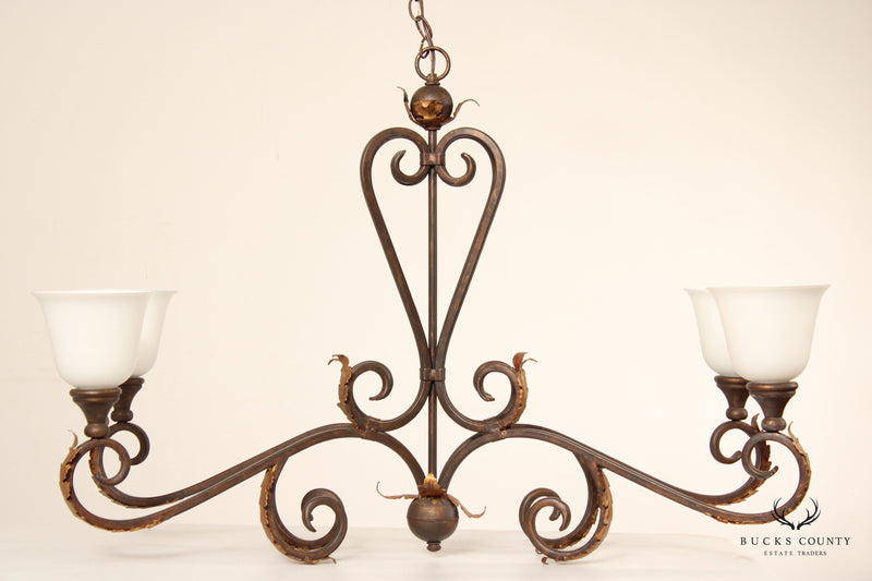 Tuscan Style Wrought Iron Four-Light Island Chandelier