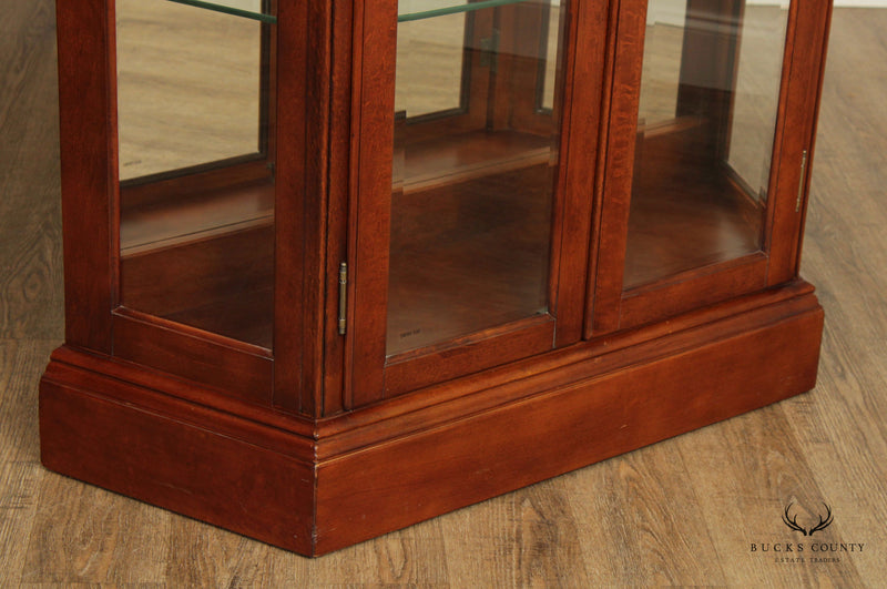 Regency Style Cherry and Glass Illuminated Curio Display Cabinet