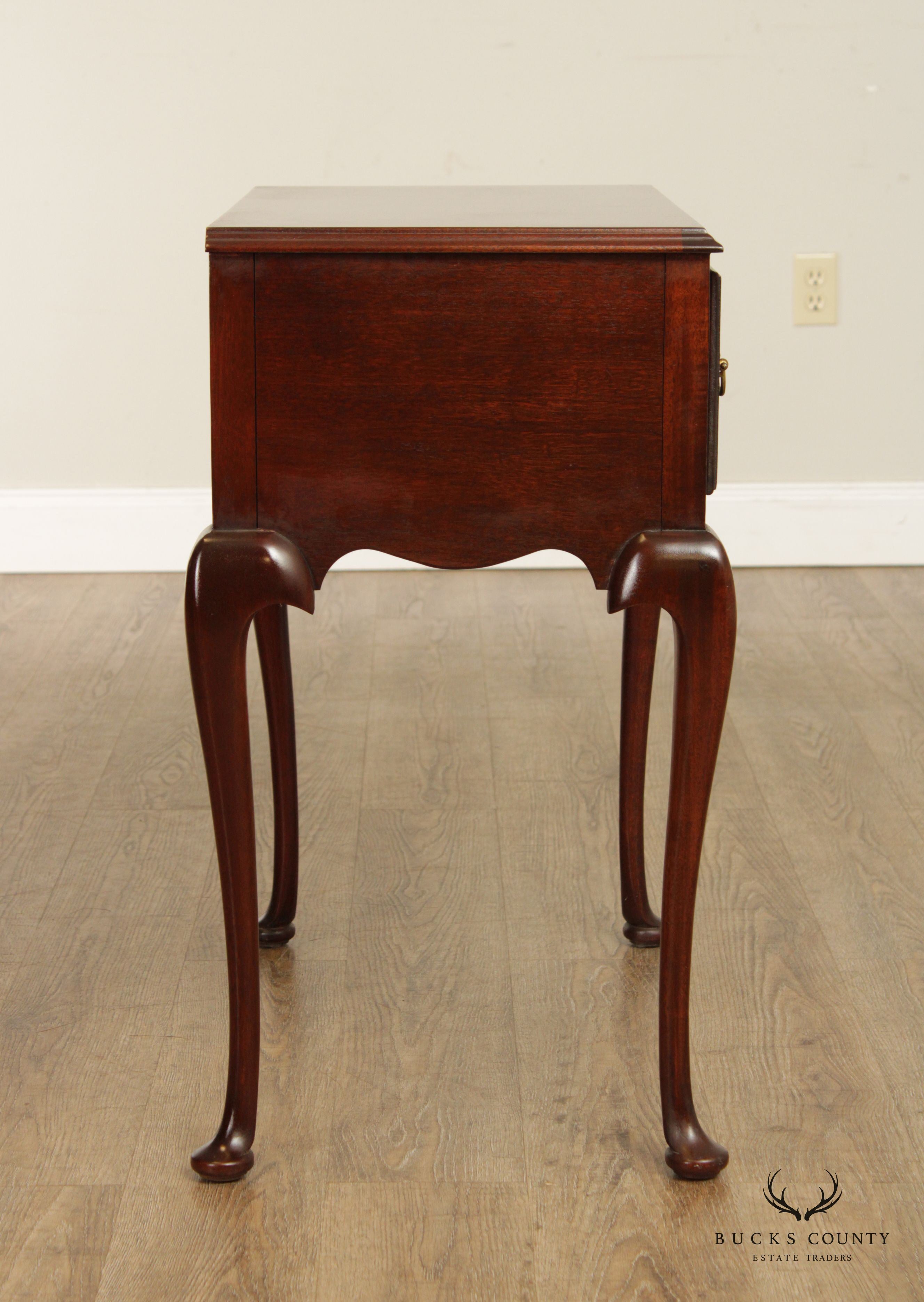 Queen Anne Style Mahogany Three-Drawer Lowboy