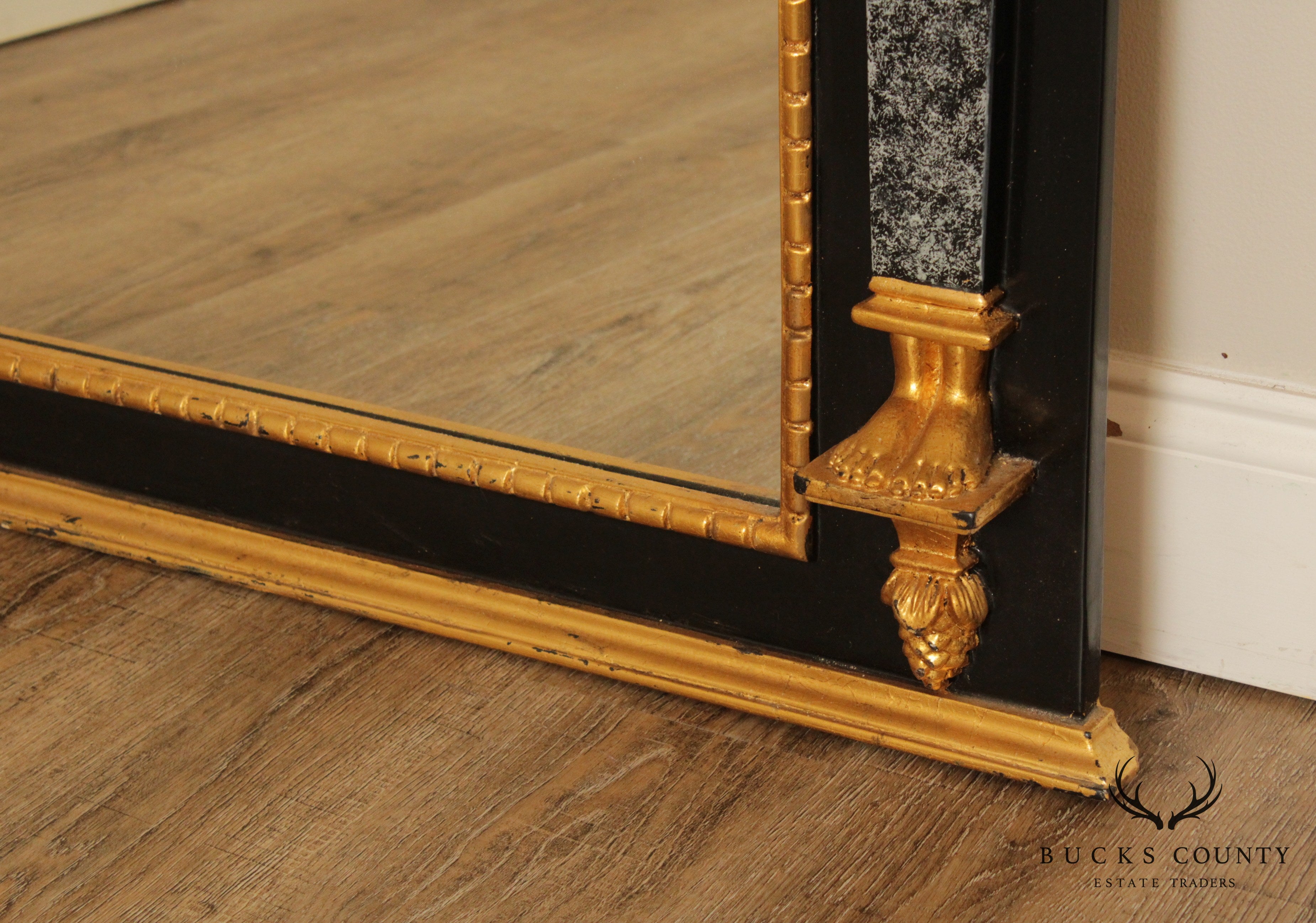 Neo-Classical Egyptian Revival Style Partial Gilt Wall Mirror