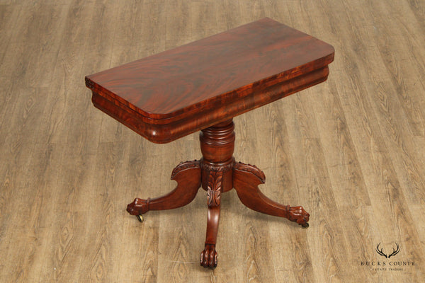 American Classical Antique Mahogany Paw Foot Card Table