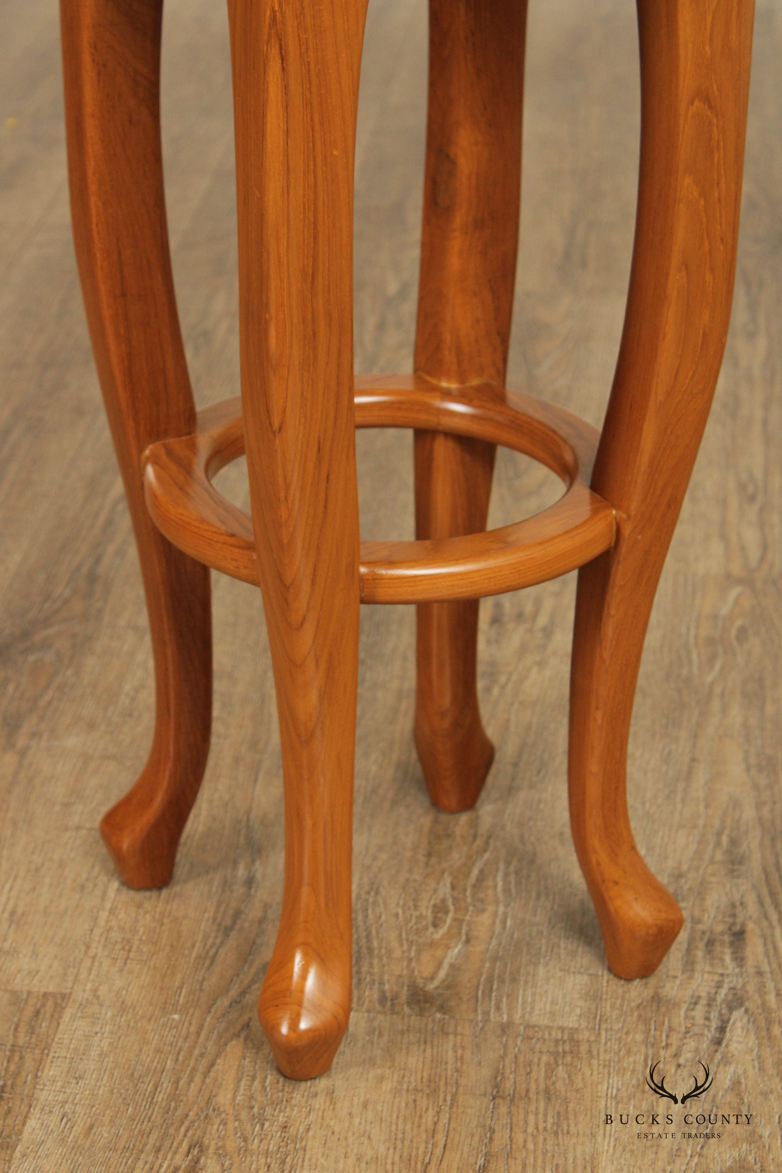 Hand Carved Solid Teak Bar and Pair of Bar Stools