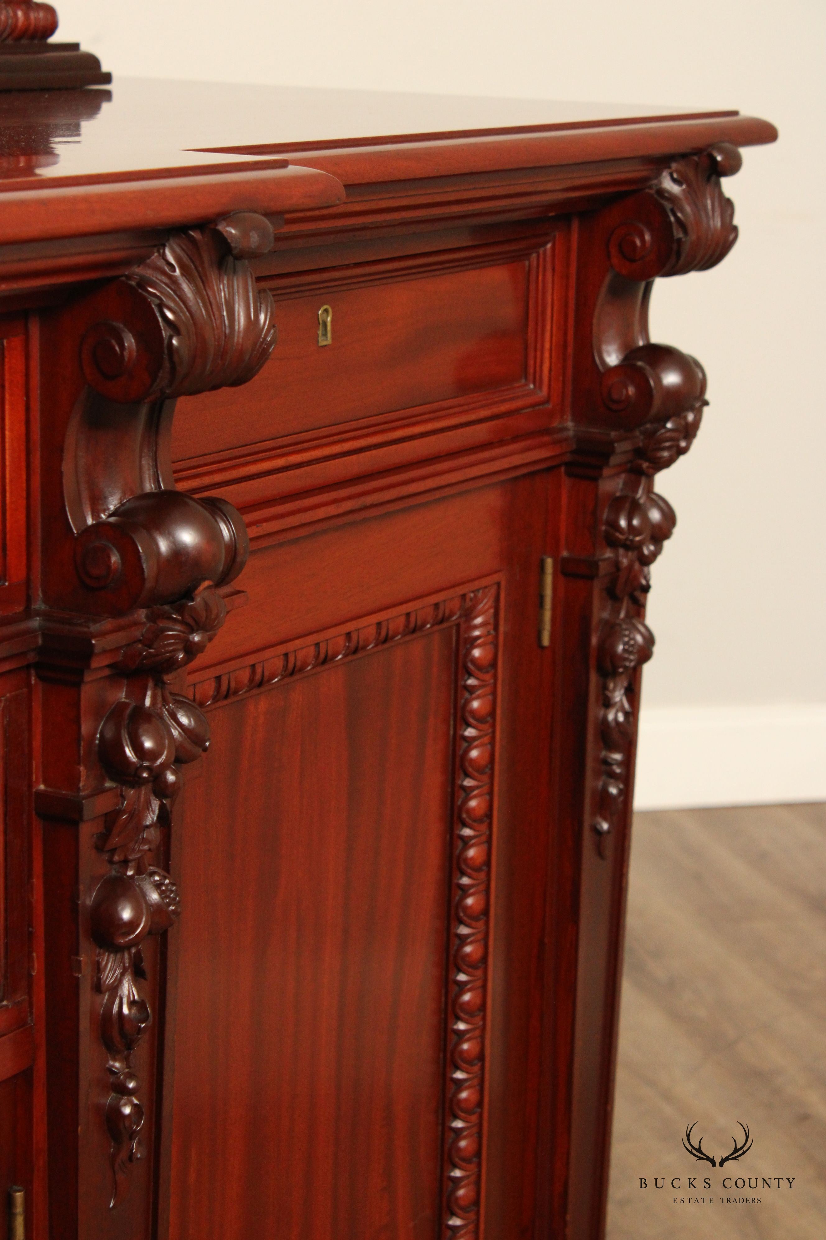 Renaissance Revival Carved Mahogany Sideboard with Mirror