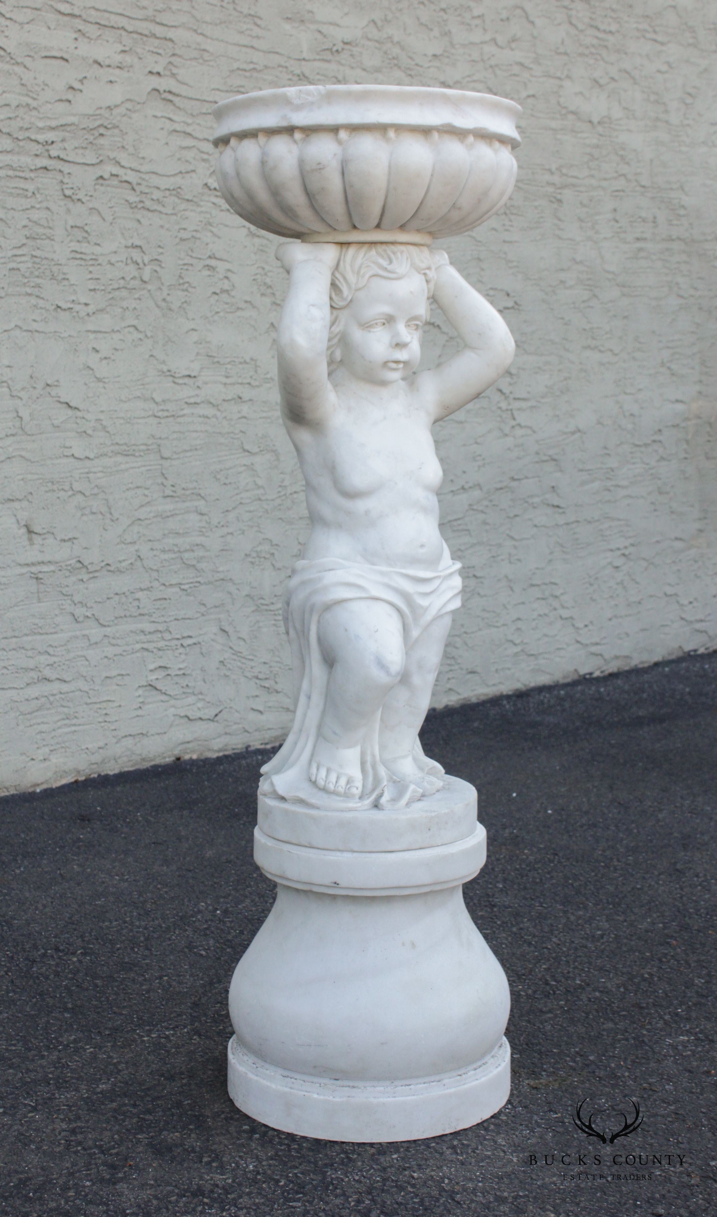 Neoclassical Style Figural Carved Marble Garden Planter