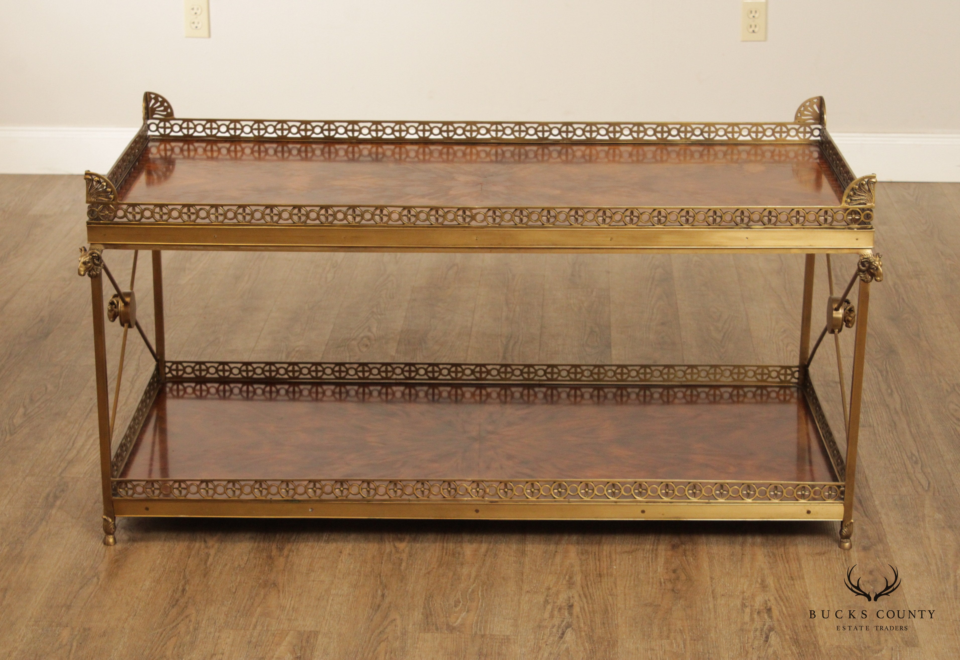 Theodore Alexander 'Althorp' Regency Style Mahogany and Brass Two Tier Coffee Table