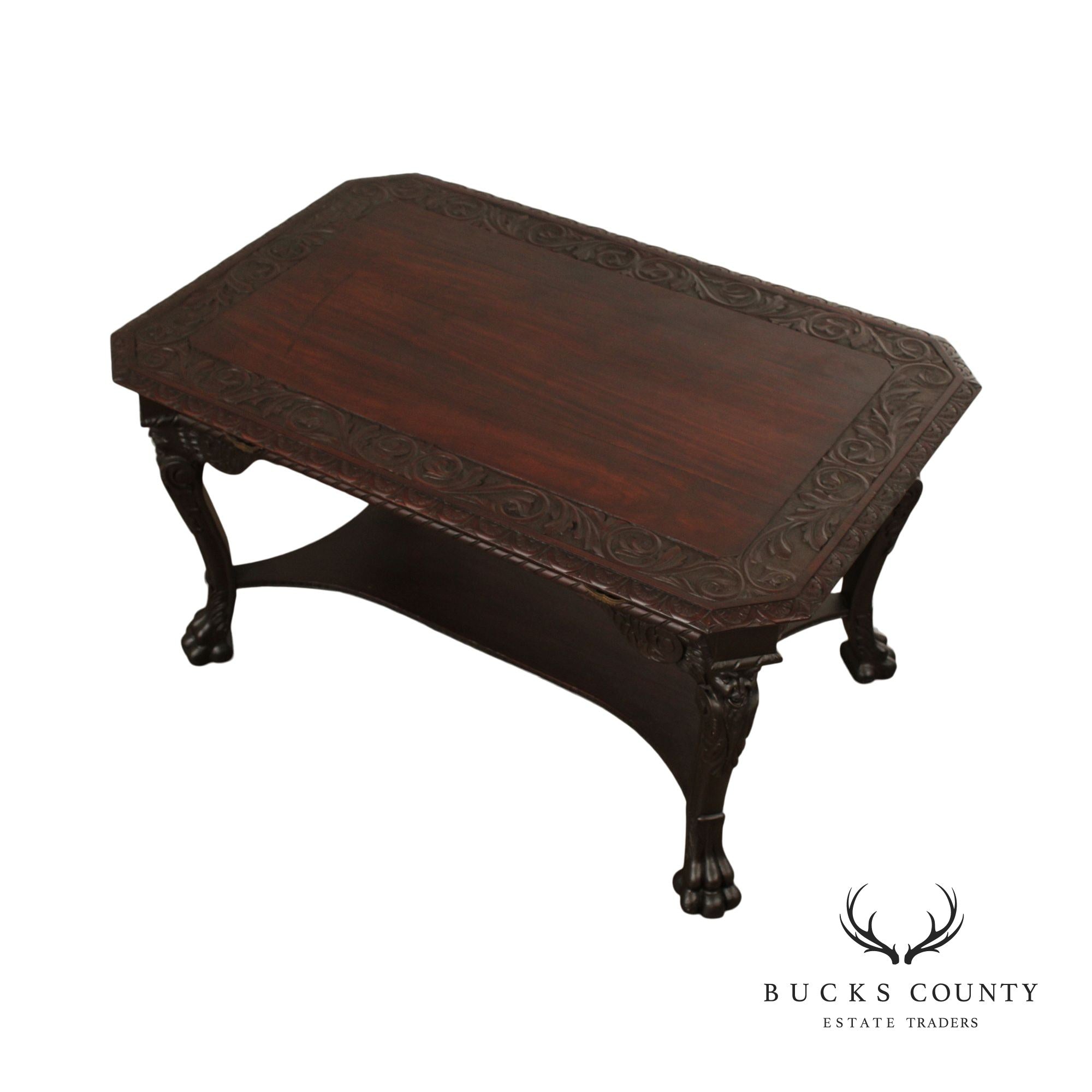 Renaissance Revival Carved Mahogany Library Table Desk