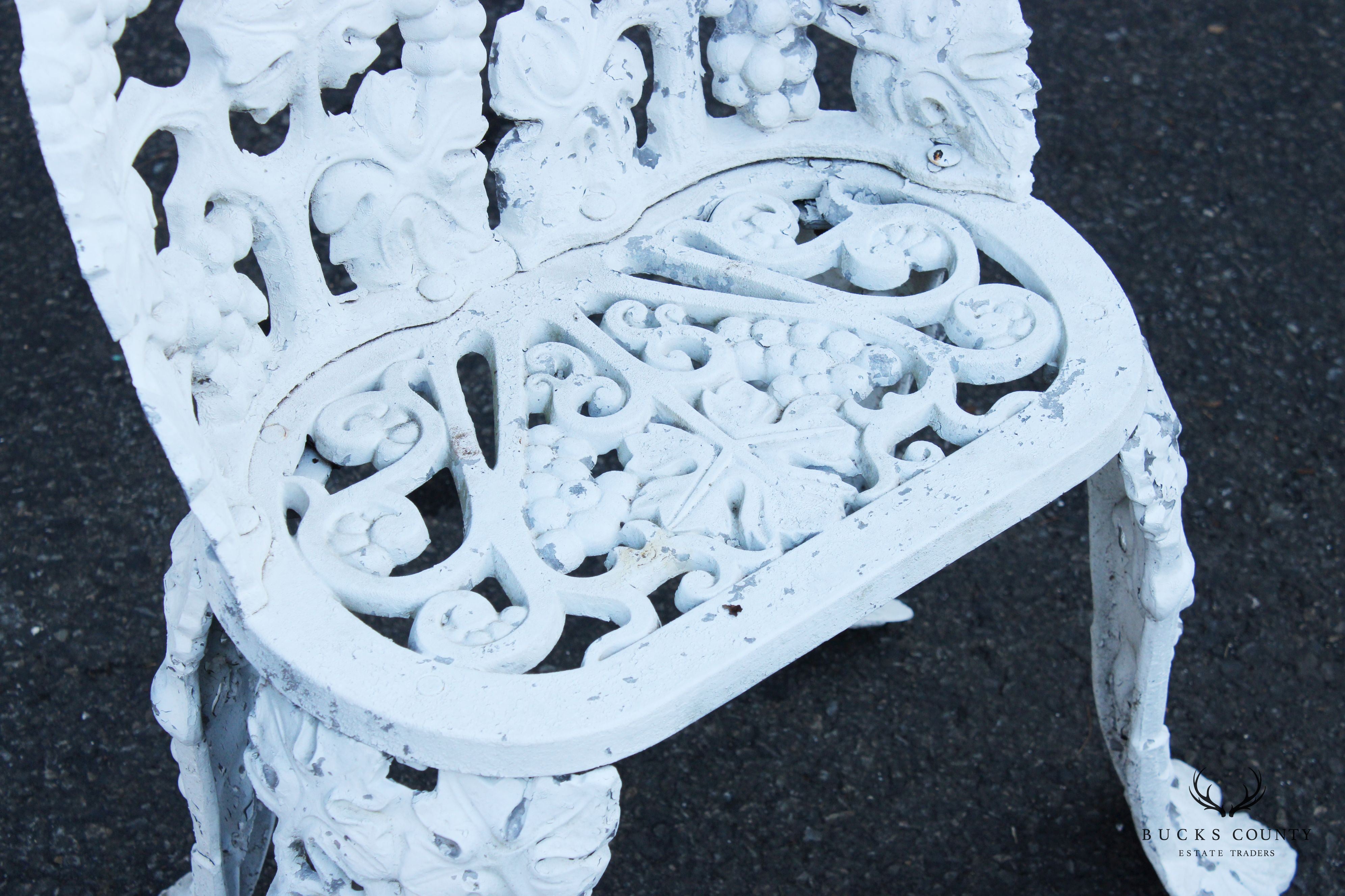 Victorian Style Cast Aluminum Grapevine Pattern Outdoor Garden Chair