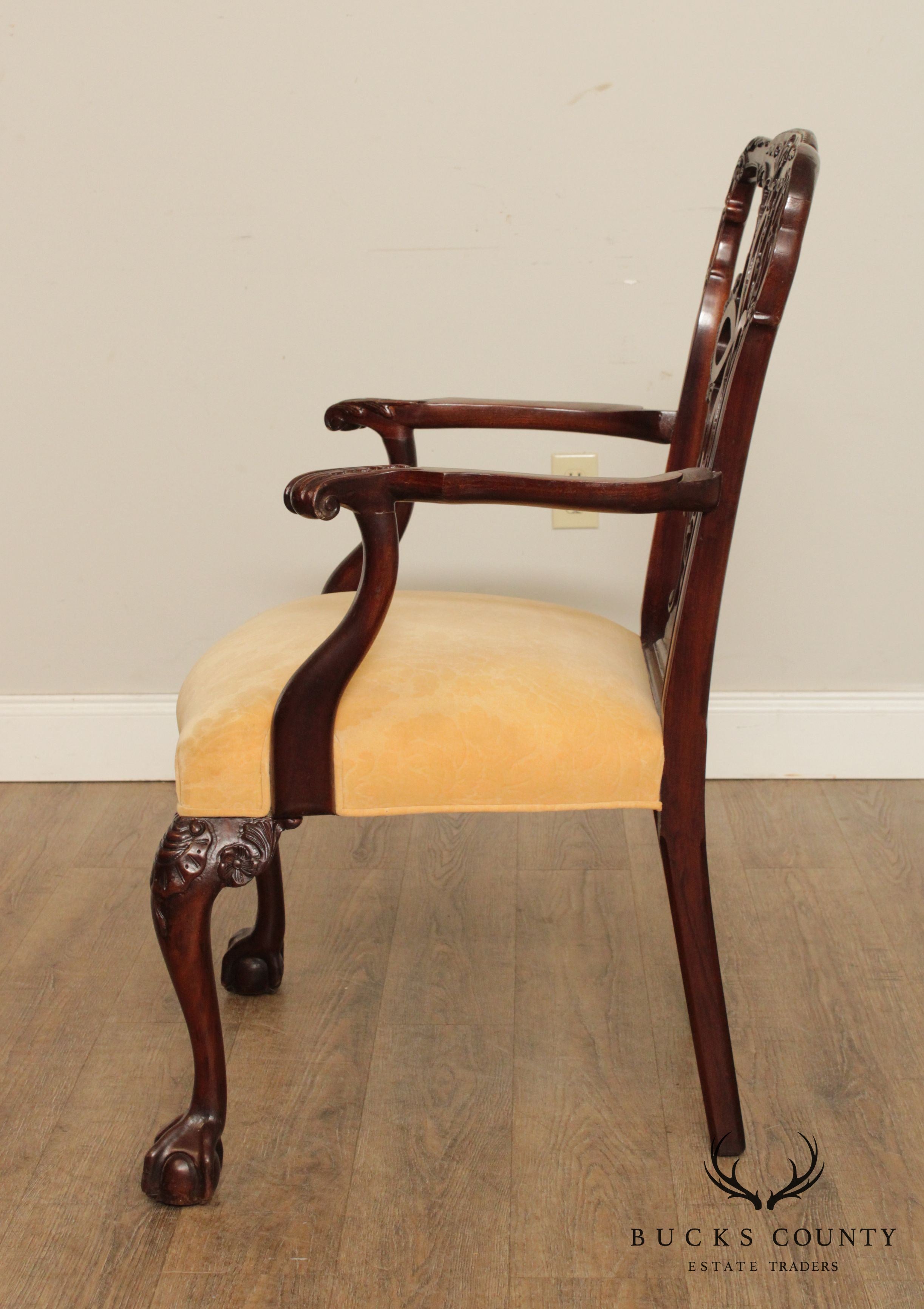 Custom Quality Georgian Style Carved Mahogany Arm Chair