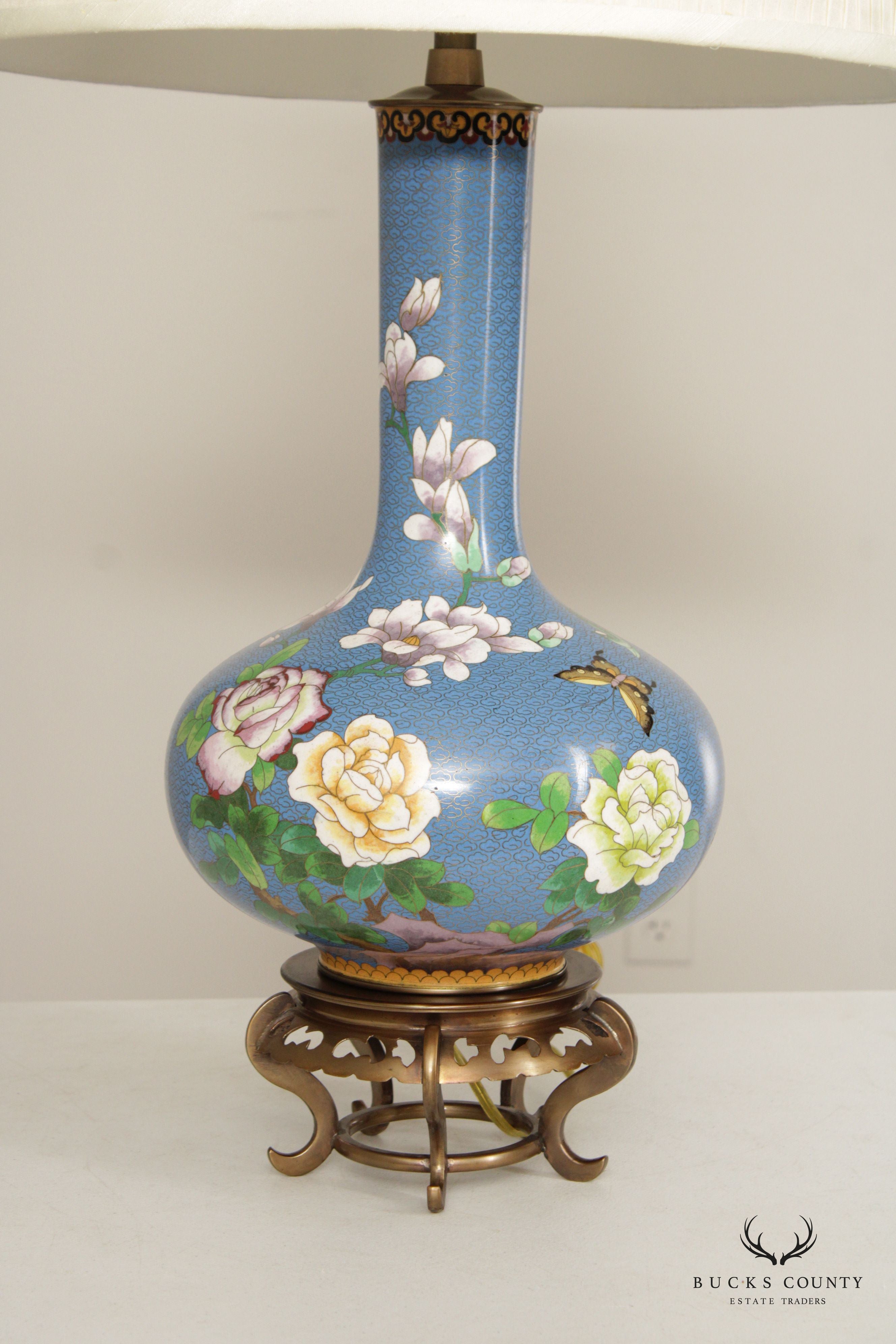 Marbro Lamp Company Japanese Style Vintage Cloisonne Vasiform Table Lamp