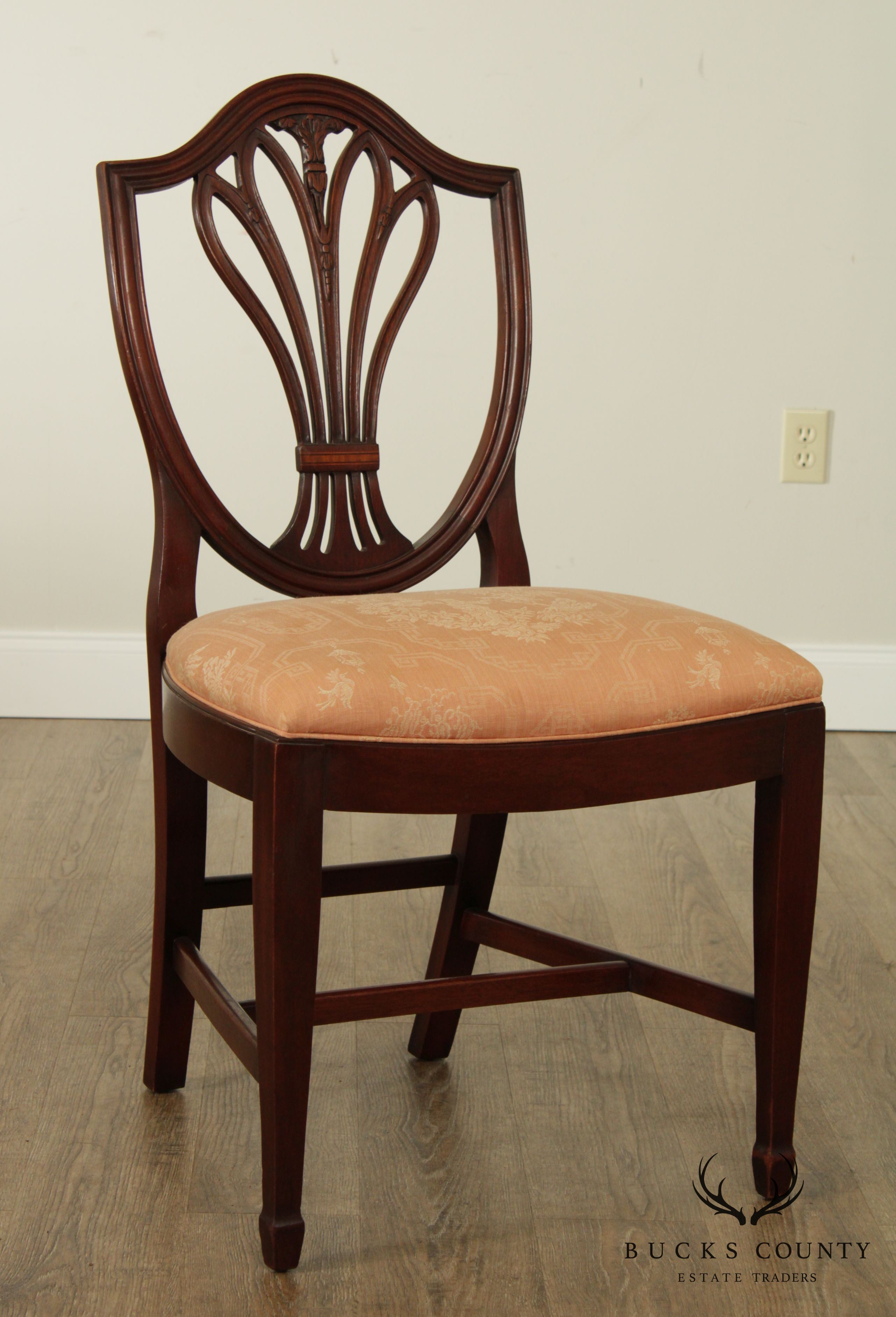 Hepplewhite Style Custom Mahogany Shield Back Side Chair