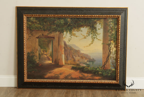 Italian Amalfi Coast Framed  Painting after Carl Frederc Aagaard