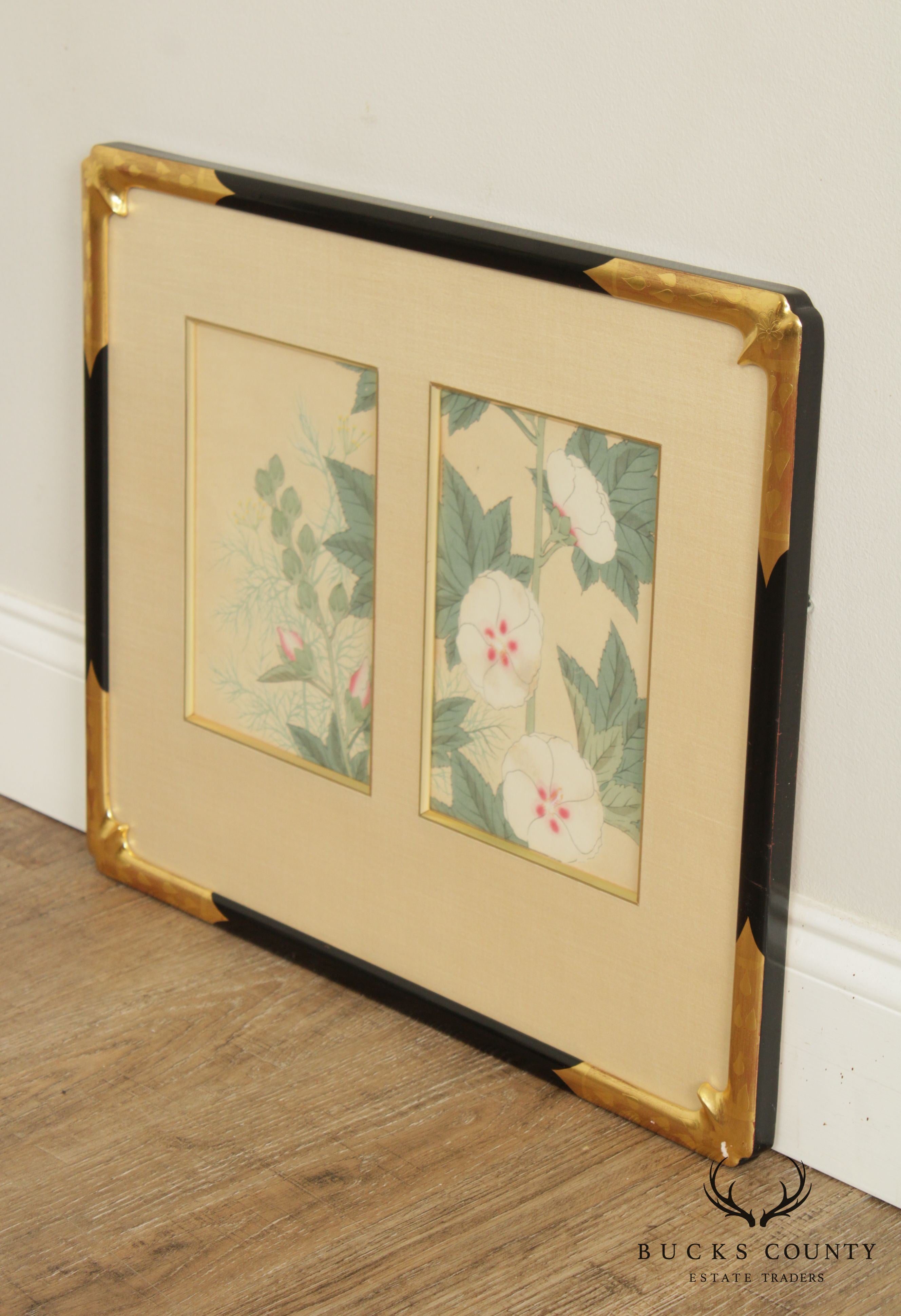 Vintage Asian Style Custom Framed  Floral Print