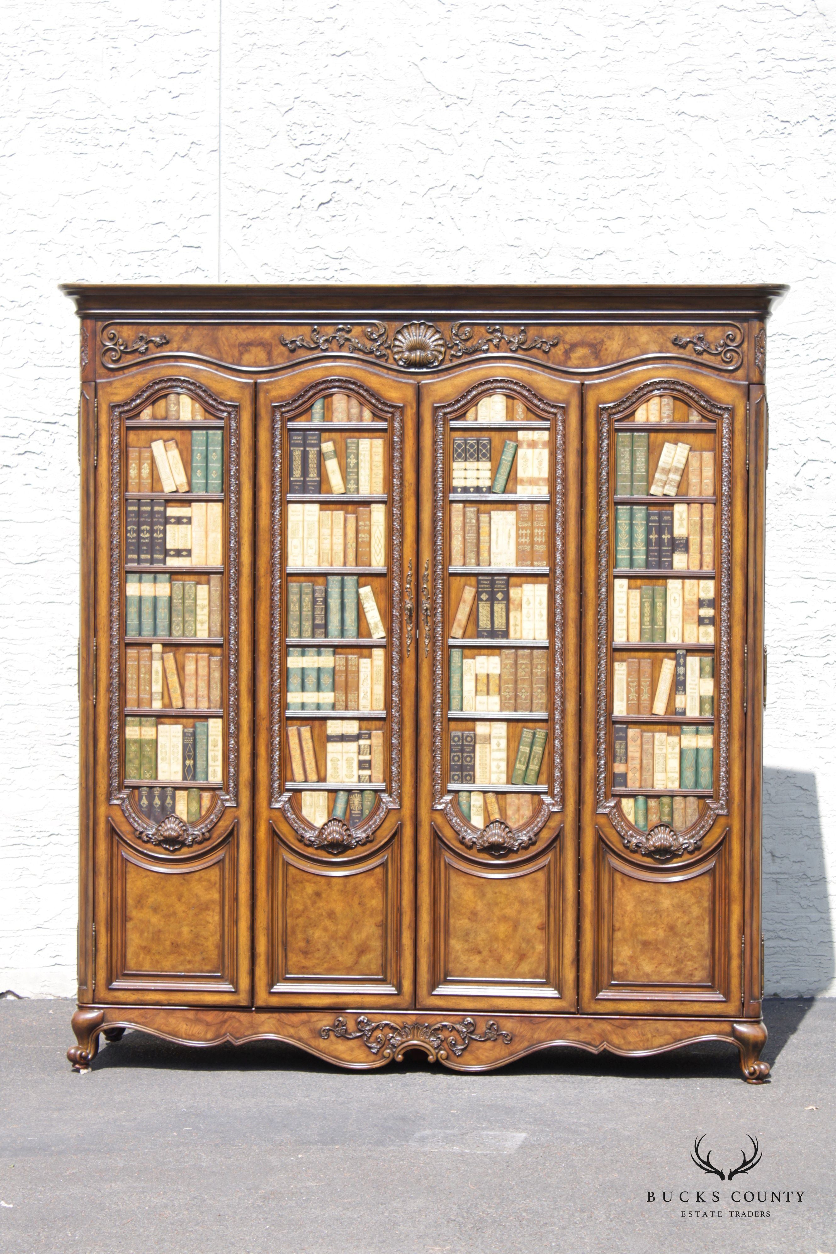 Maitland Smith Monumental Louis XV Style Faux Book Entertainment Armoire