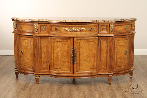 Jeffco French Louis XVI Style Marble Top Burlwood Sideboard