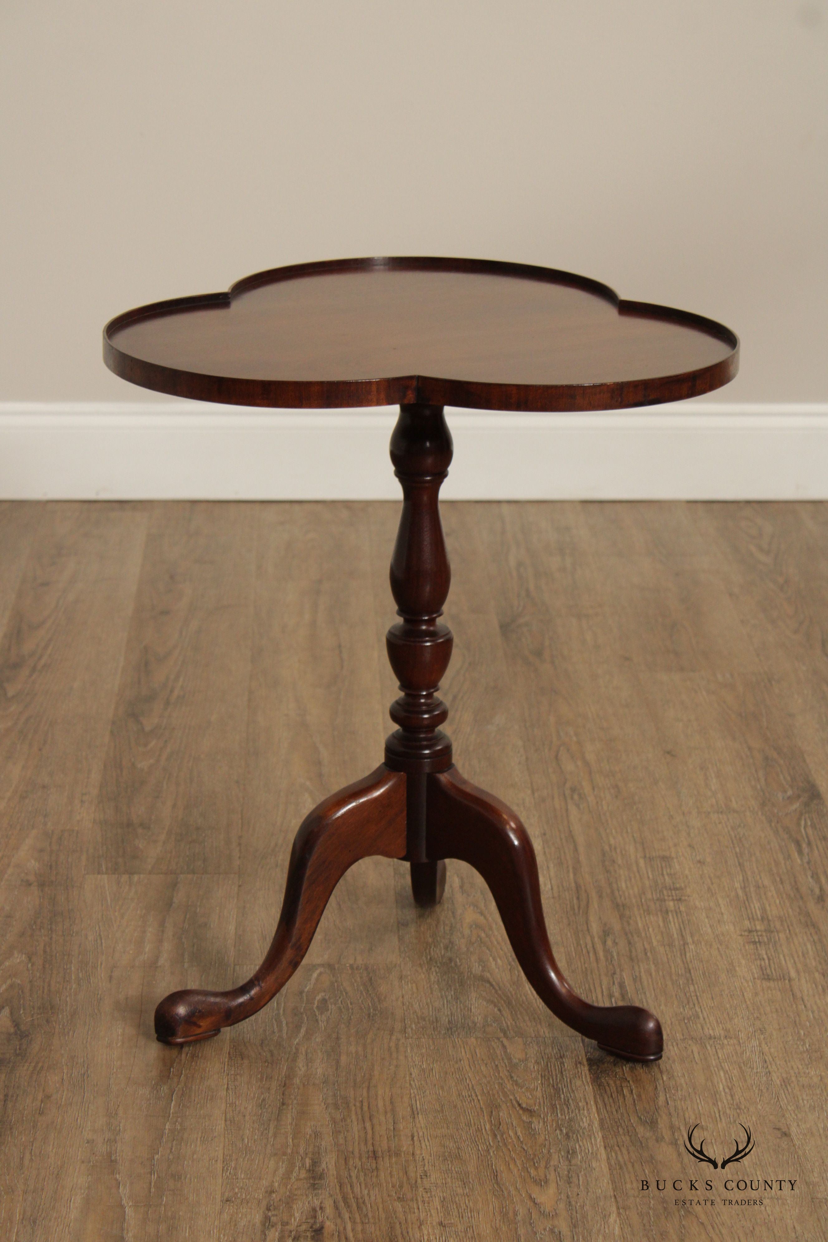 Queen Anne Style Mahogany Trefoil Tea Table