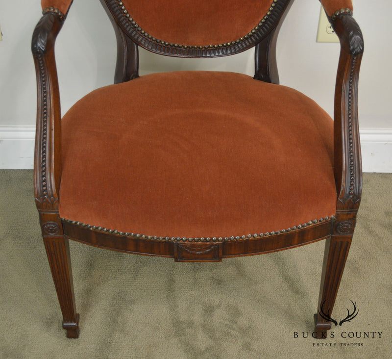 Regency Style Antique Mahogany Frame Pair Armchairs